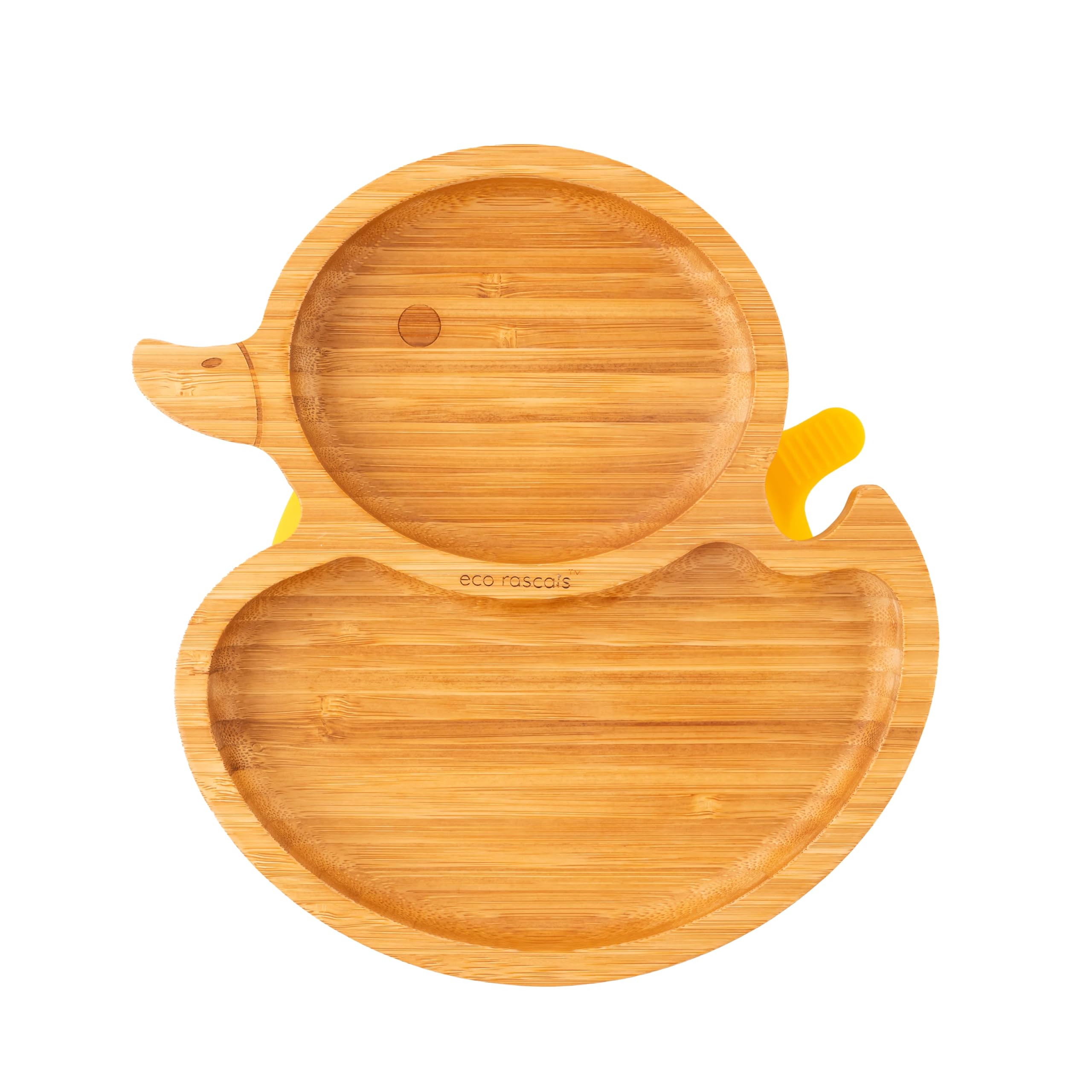 Eco rascals ® Bamboo Duck Shaped Plate - Baby Led Weaning, 2 Section Plate - Non Toxic, Natural Bamboo with Strong Suction, FDA Approved, 100% Silicone Suction Bases, BPA-PVC Free - Yellow-image-21
