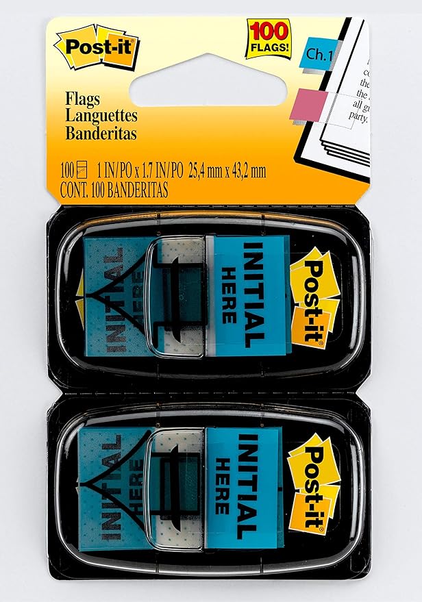 Postit Standard Page Flags in Dispenser 1in Wide, Blue