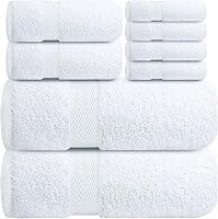 Vista 14 de Infinitee Xclusives Juego de 4 toallas de baño blancas de alta calidad para baño (27 x 54 pulgadas), toallas de baño 100% algodón hilado en anillo