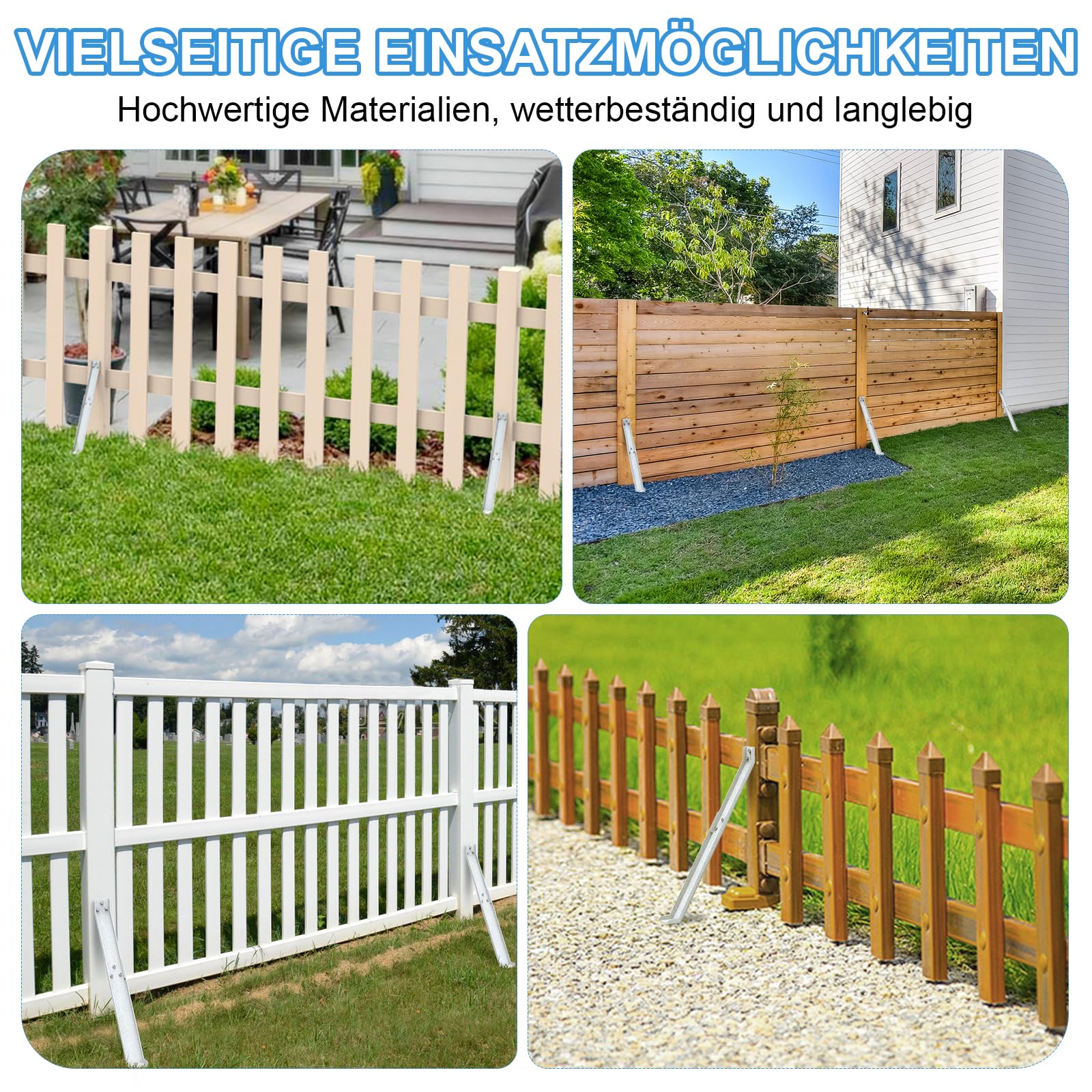 Bodenanker-sturmanker für sichtschutzzaun,Verzinkter Stahl Erdanker für Zaunpfosten,pfostenanker für Gartenzaun,Windanker zur Stabilisierung (4, Silber)