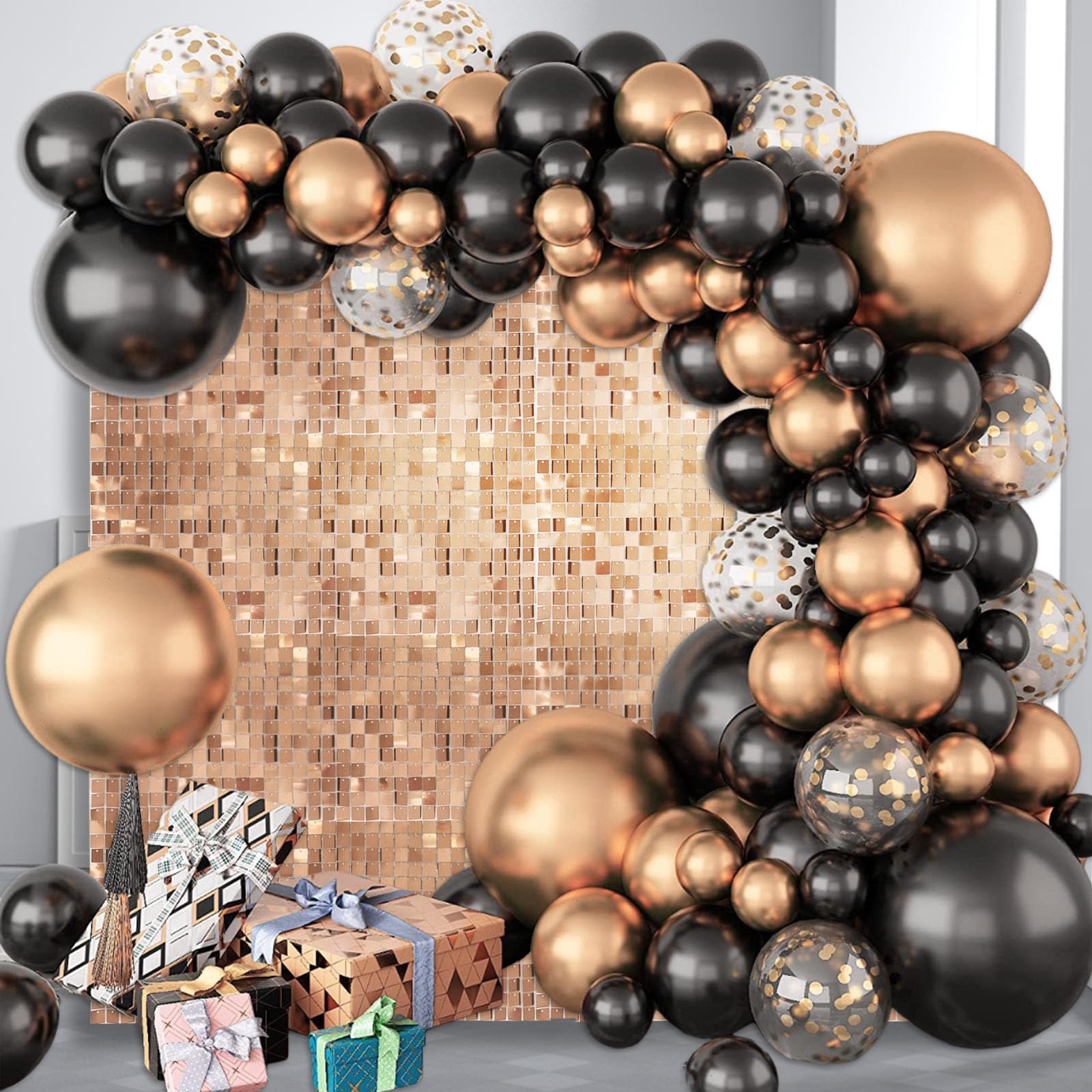 36 Stück Champagner schimmernde Wandhintergründe, quadratische Pailletten-Fotohintergründe, Glitzer-Wandhintergrund für Geburtstage, Hochzeiten, Halloween, Verlobungen, Disco Junggesellinnenabschiede