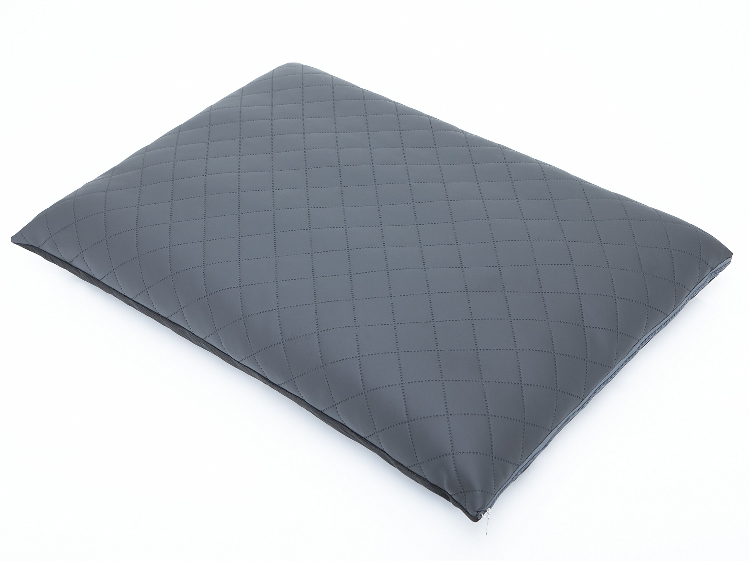 PillowPrim Cojín para perros Elite Colchón para perros, sofá para perros, cama para mascotas, cama para mascotas, cama para mascotas, tamaño XL, 74 x 50 cm, color grafito y piel ecológica