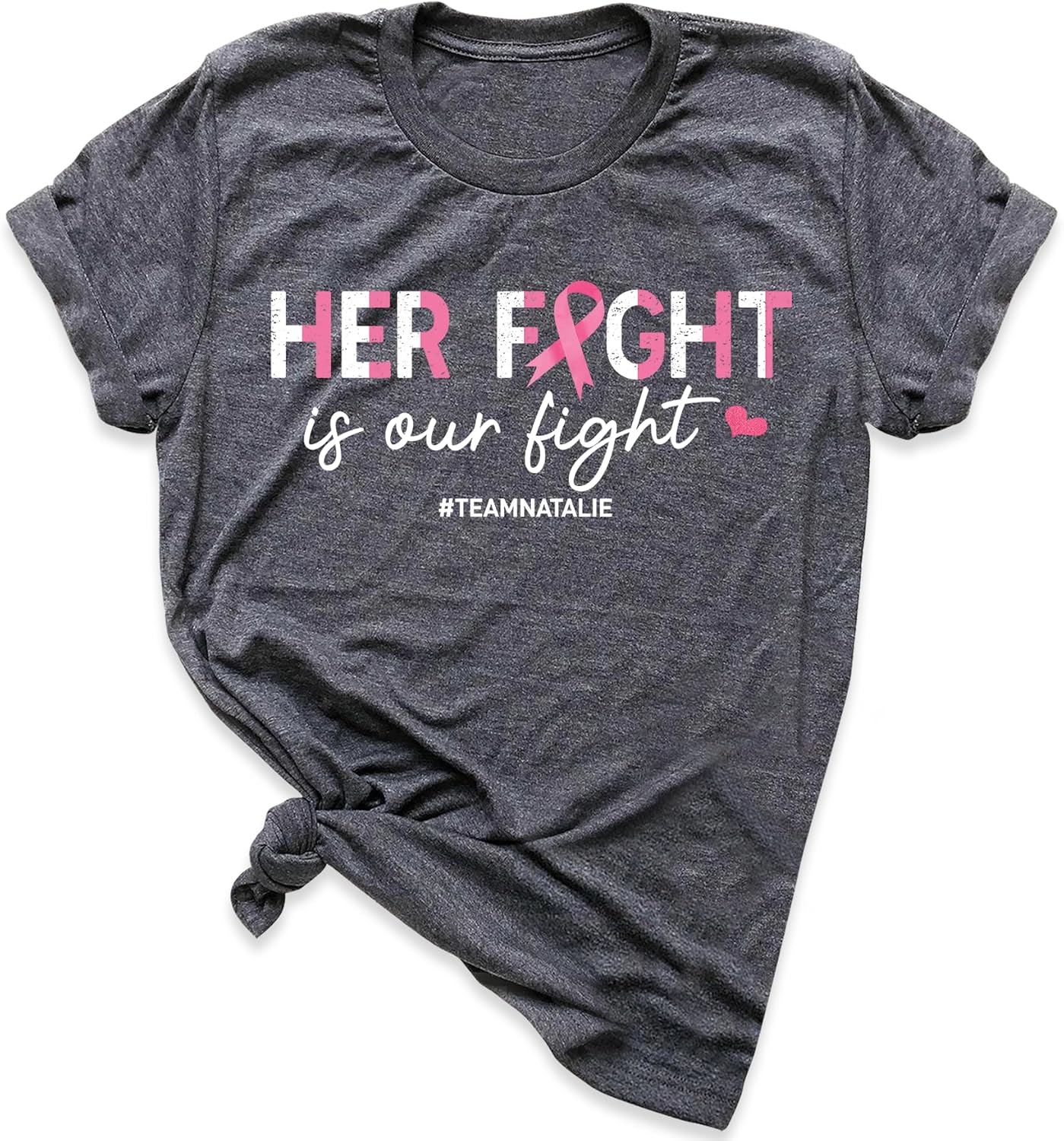 Breast Cancer Awareness Team Tees, Her Fight Is Our Fight Gift Shirt, Pink Ribbon Shirts, Her Fight Our Fight Family Breast Cancer Awareness T-Shirt, Personalized Breast Cancer Awareness Team Gift Tee