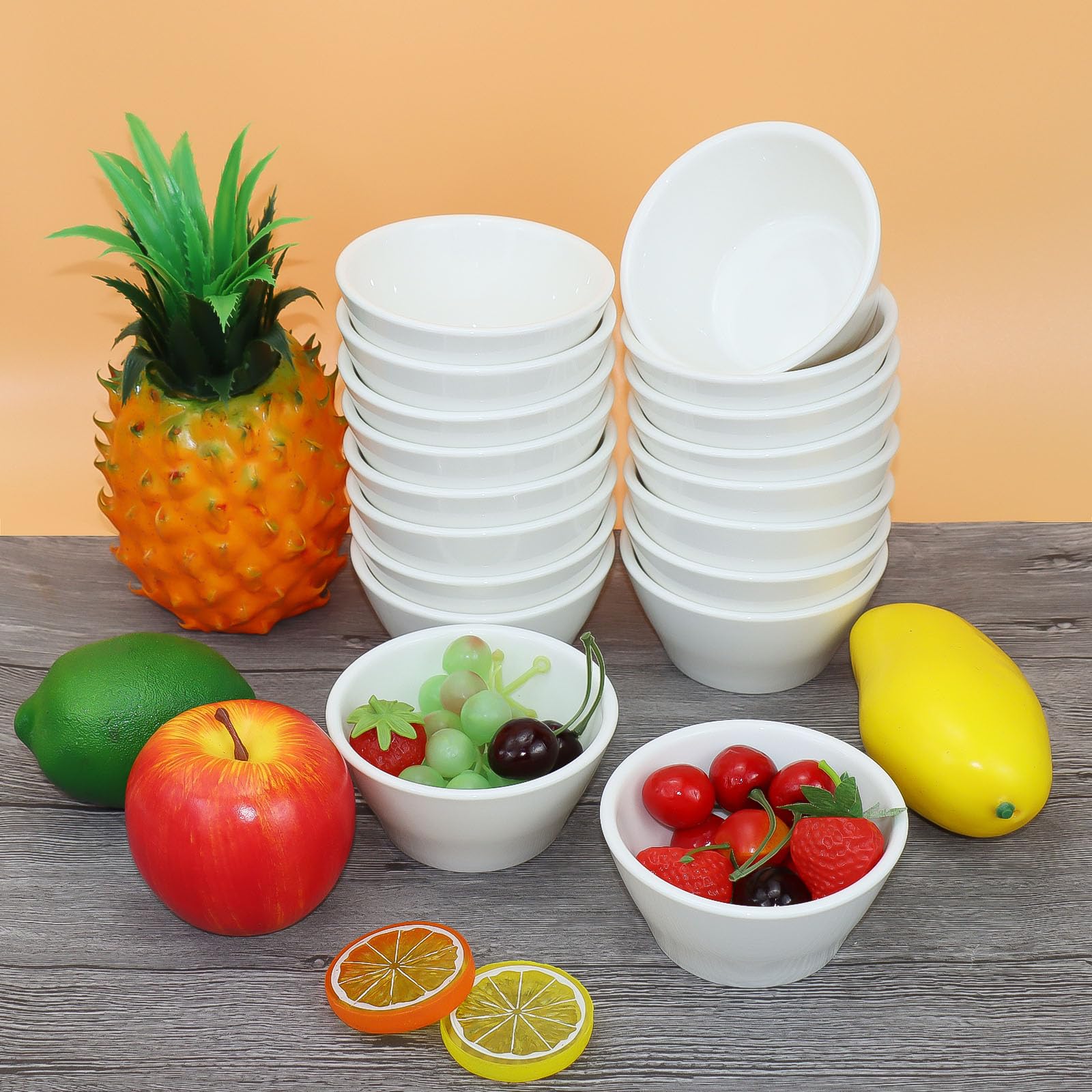 Lot de 18 Bols en Porcelaine Blanche 240 ml, Ramequins Empilables