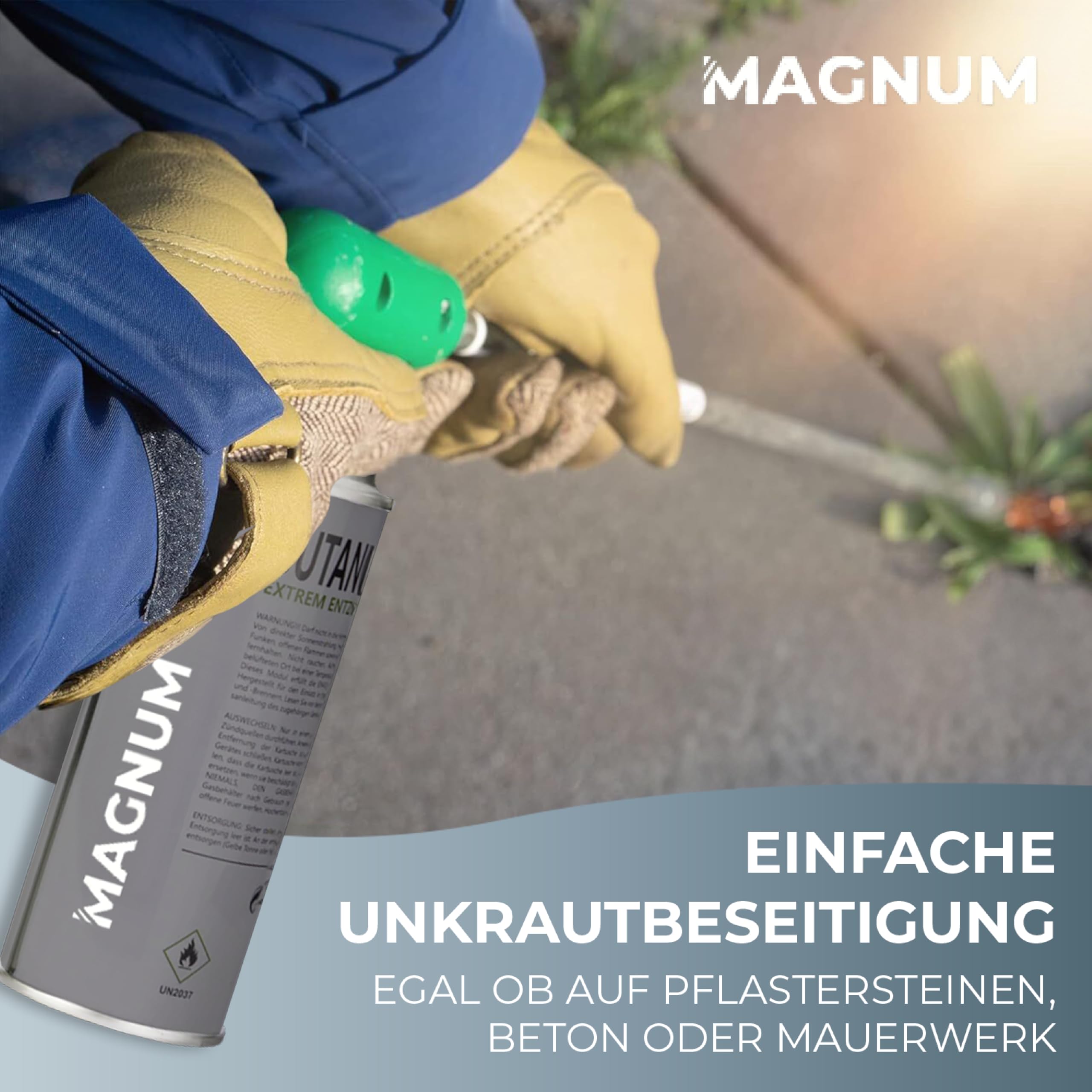 Magnum ®Unkrautbrenner inkl. 4 Gaskartuschen - stabiler Unkrautvernichter mit Piezozündung stufenlos regulierbar – Unkrautentferner Gerät mit ergonomischen Griff