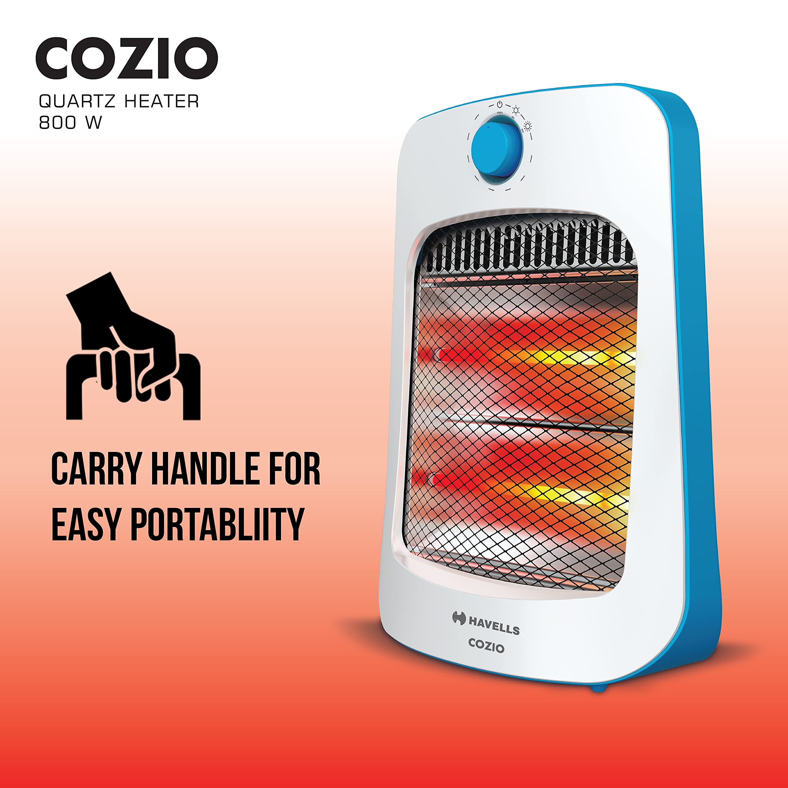 Havells Cozio Quartz Room Heater 800 Watt, 2 Heat Setting, 2 Year Warranty  (White, Blue) : Amazon.in: Home u0026 Kitchen