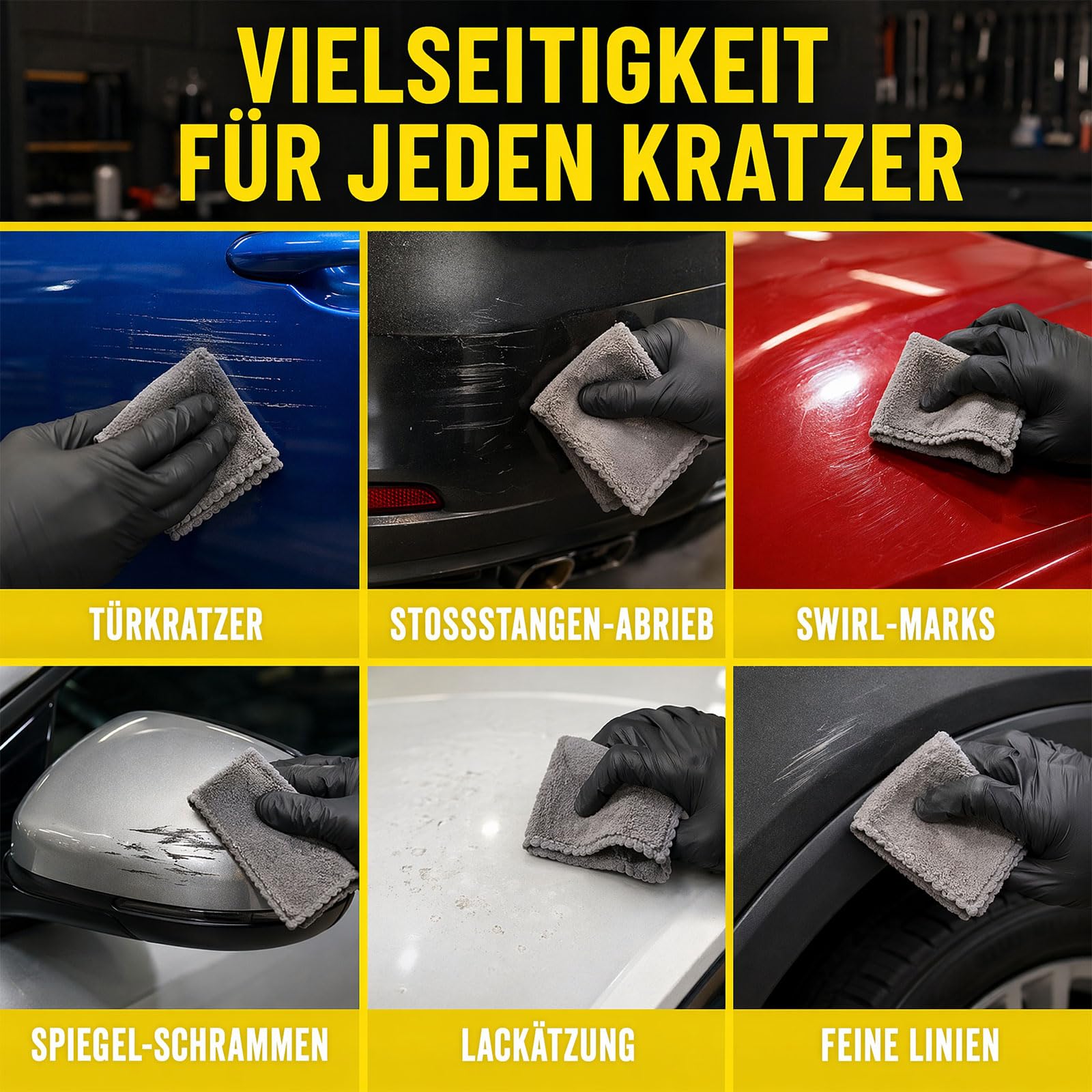 NanoPolix Tuch 2 Stück, Nano Polix Kratzerentferner Tuch, Nanopolix Scratch Remover Auto, Nano Polix Kratzerreparatur, Glanzwiederherstellung und Lackpflege für alle Lackfarben