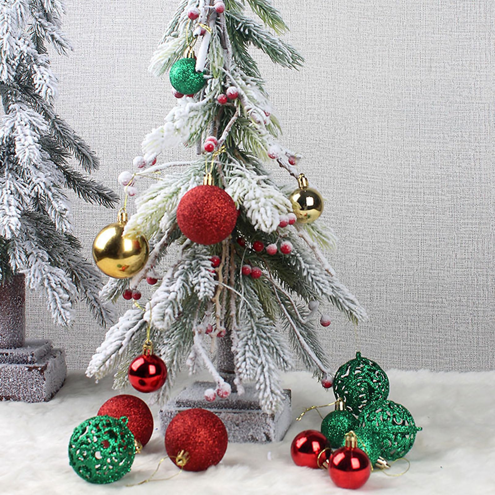 Generisch 100 Stück Weihnachtskugeln, Verschiedene Anhänger, bruchsicheres Ornament Set, Weihnachtsbaumschmuck, hängende Dekoration, Weihnachtskugel Ornament