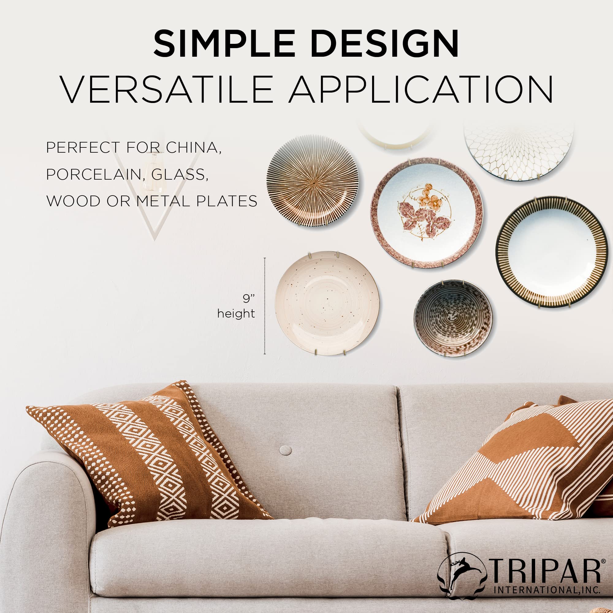 TRIPAR 7.5-9.5 Inch Brass Plate Wire Wall Plate Hanger