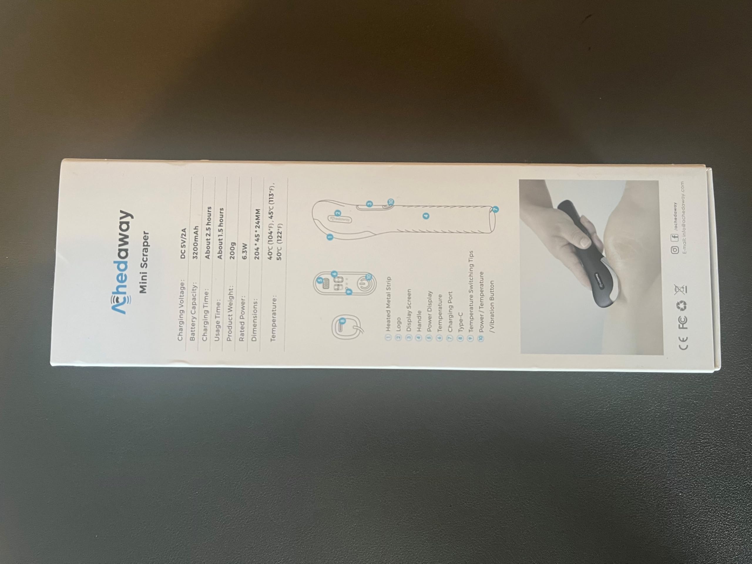 Achedaway Mini Scraper: On-the-Go heated muscle scraping tool