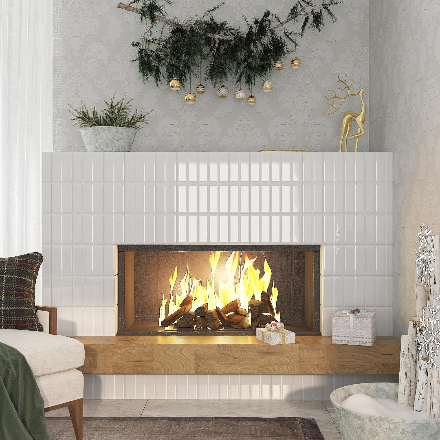 FunStick Azulejos Adhesivos Cocina Blanco Mate Revestimiento Pared Autoadhesivo Baño Lavadero Azulejos Adhesivos Pared 3D Vinilo Adhesivo Cocina Blanco Mate 30×30CM 15 Baldosas Vinilicas Asdhesiva