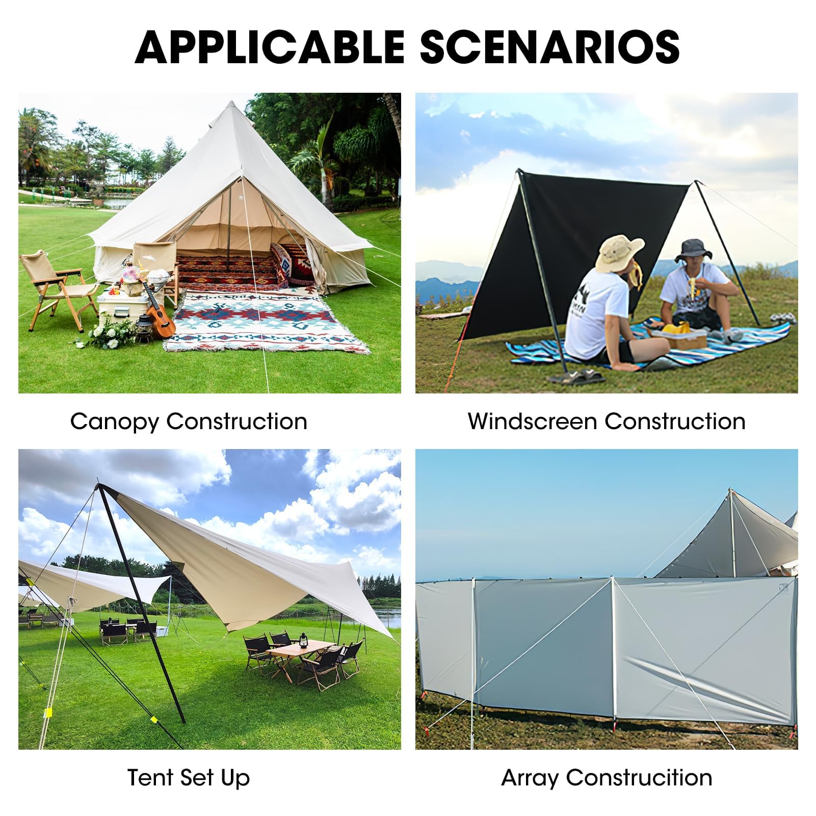 Set 4 Molle Tensione Per Tende Da Campeggio - Acciaio Inox, Con Moschettoni, Per Fissaggio Antivento - Foto 5