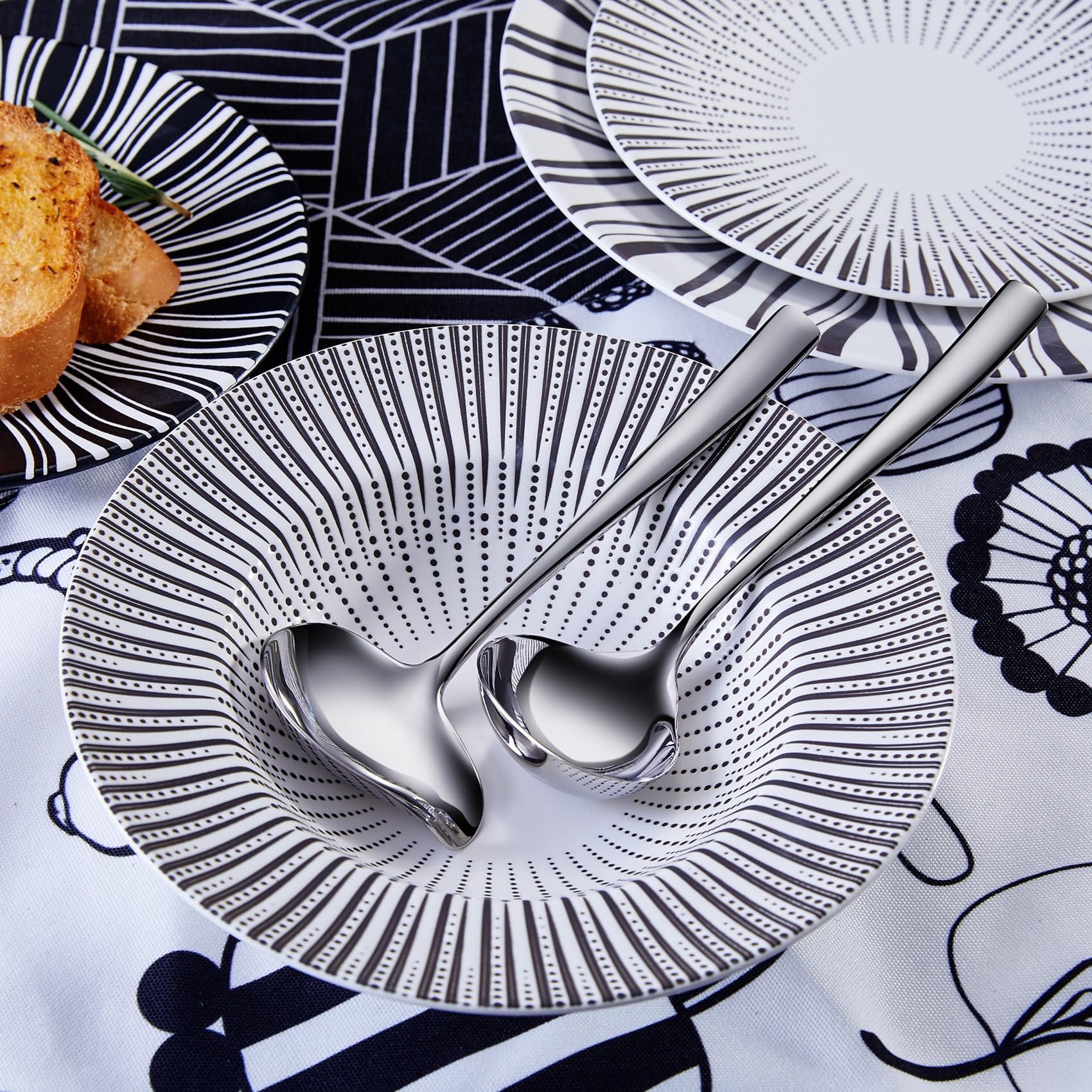 KEAWELL Louis 7.5 Inches Gravy Ladle + Sauce Drizzle Spoon with Spout, 18/10 Stainless Steel Mini Ladle, Dishwasher Safe