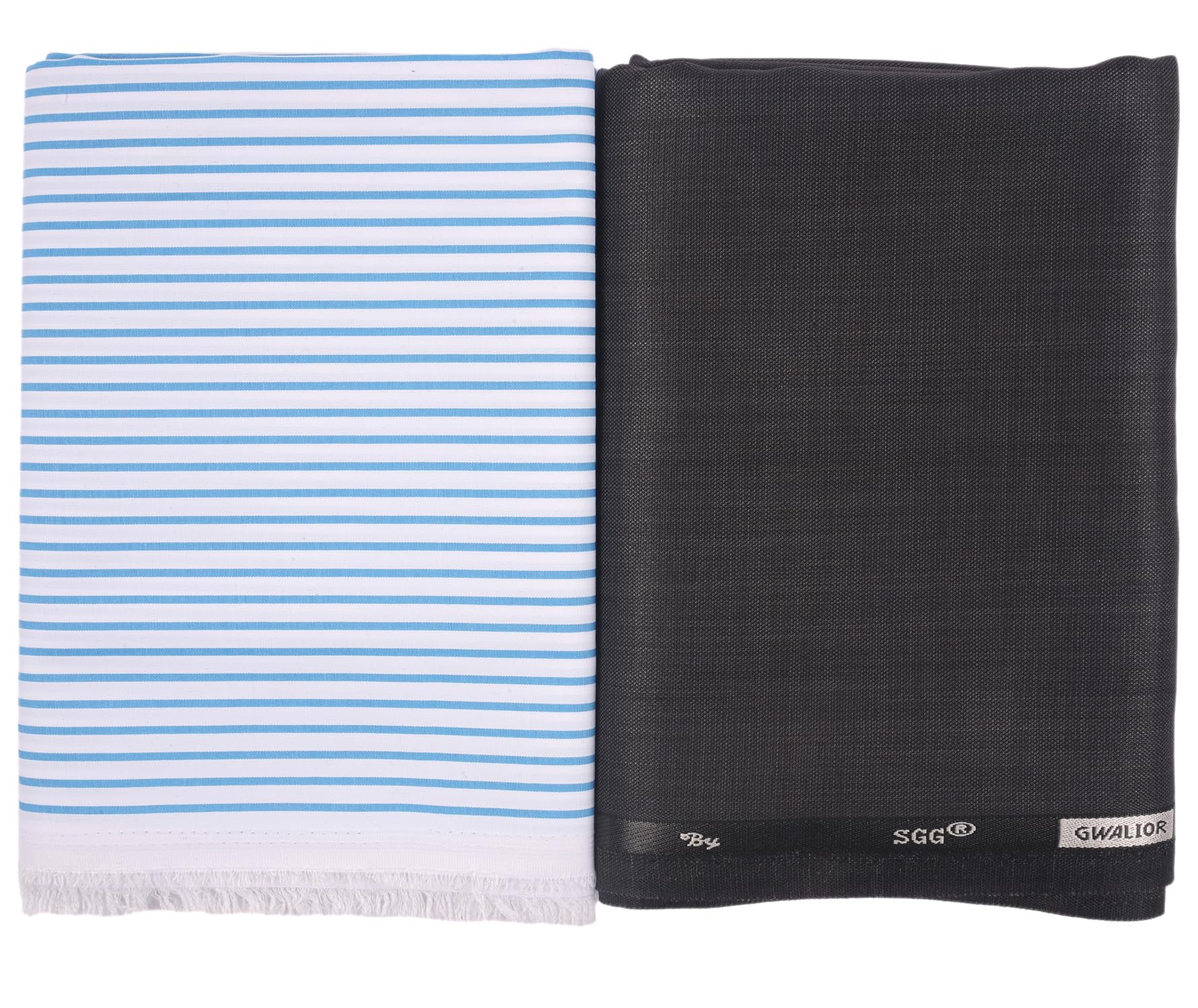 Men's Cotton-Blend Shirt & Poly Viscose Pant Unstitched Executive Fabric Combo Set with Gift Box: Blue Stripe Shirt 2.2 Meters and Pant 1.2 Meters (MFS-STR-50)-image-32