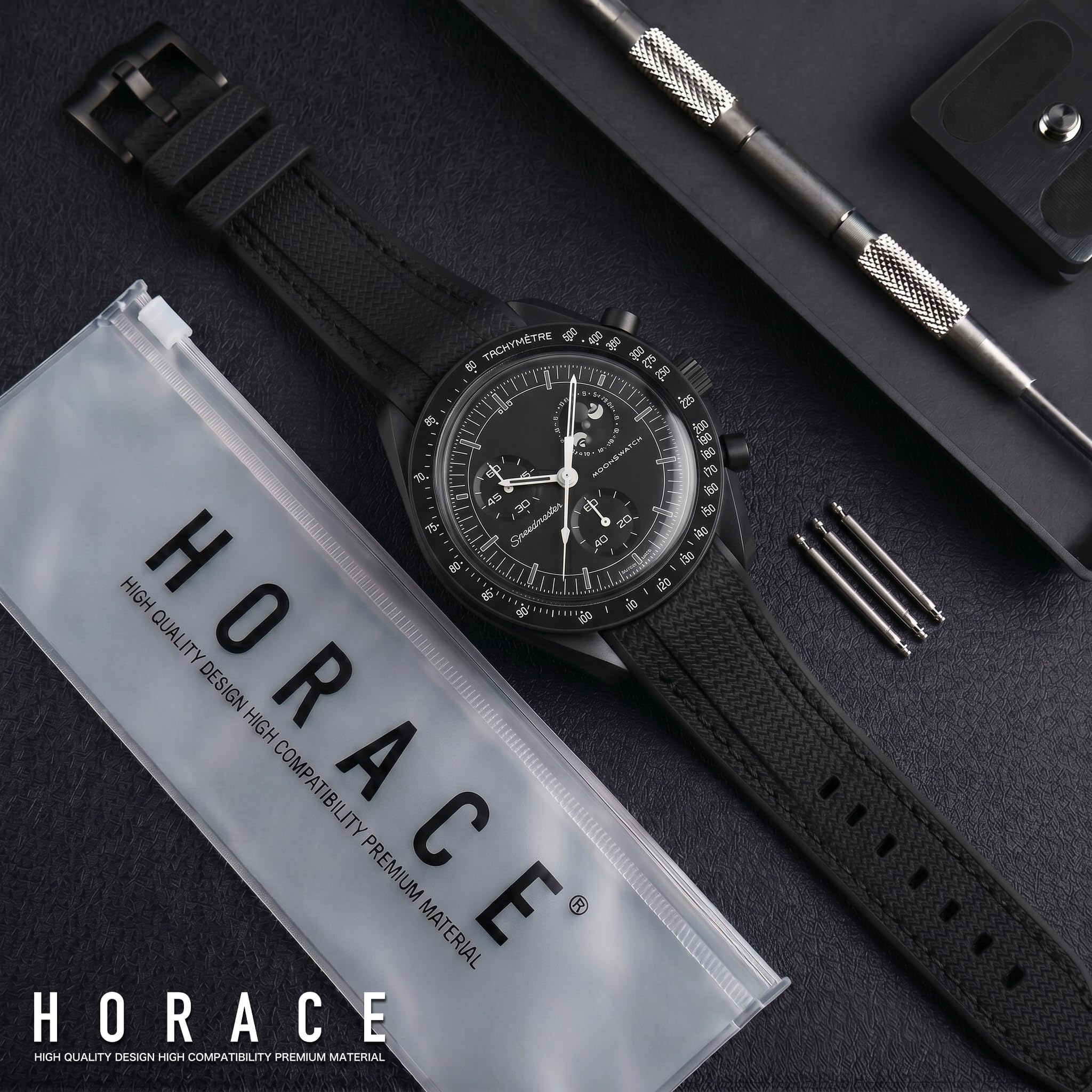 HORACE Bracelet de montre universel en silicone liquide 20mm - Compatible Omega x Swatch MoonSwatch - Kit de montage inclus