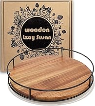 Tomoaza 12.5" Lazy Susan Turntable Wood, Round Rotating Turntable Spice Organizer, Organization For Cabinets, Pantry, Countertop, Vanity, Bathroom (Acacia Wood)