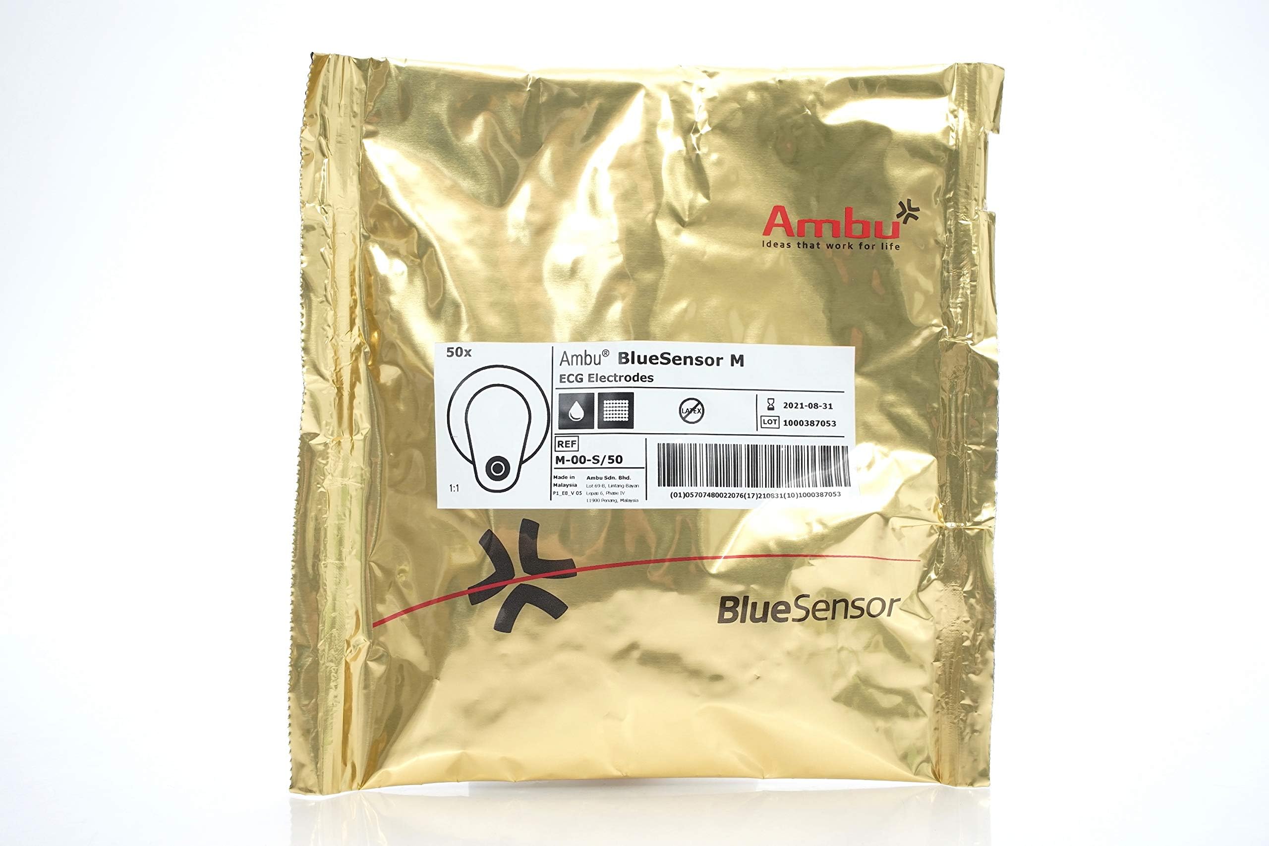 AmbuM-00-S-50 Bluesensor M ECG Electrodes, Latex Free, Pack of 50