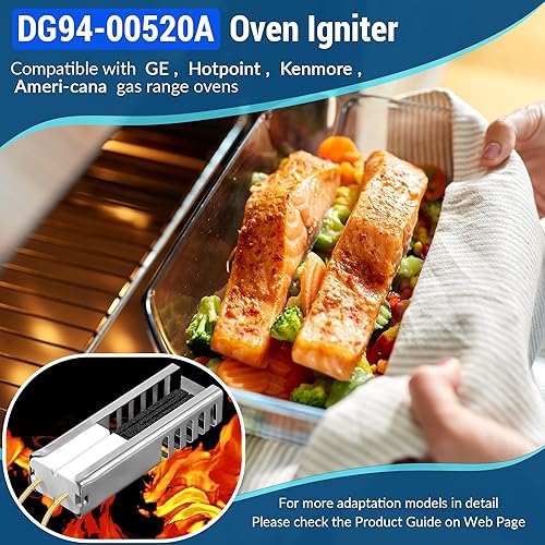 Miniatura 2 de Dreyoo Paquete de 2 encendedores de horno de gas compatibles con horno de cocina Samsung DG94-00520A, encendedor de horno plano con conector y