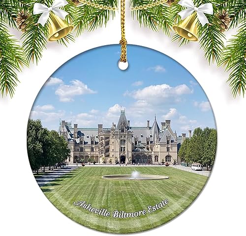 North Carolina Asheville Biltmore Estate USA America Adornos de Navidad para árbol colgante de cerámica de doble cara decoración de adornos de North Carolina Asheville Biltmore Estate USA America Adornos de Navidad para árbol colgante de cerámica de doble cara decoración de adornos de