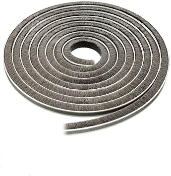 Galinpo Weather Stripping for Door, Self - Adhesive Brush Window Seal Strip for House Windows Weatherproof Soundproof Dustproof 5 Meter -Pack of 1