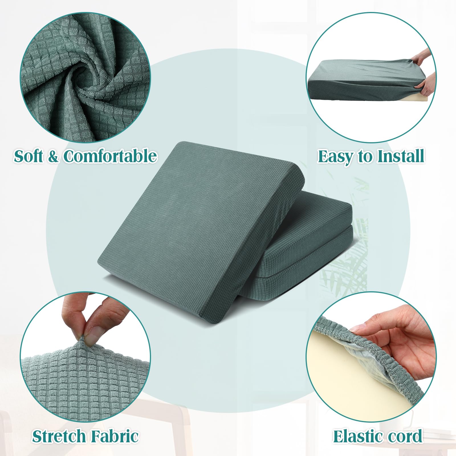 Dark Green Patio Sofa Covers - Stretch Slipcovers -5