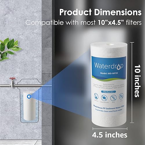 Miniatura 3 de Waterdrop Filtro de agua para toda la casa, repuesto para GE® FXHSC 2 paquetes y repuesto para Pentair Pentek DGD-5005 2 paquetes