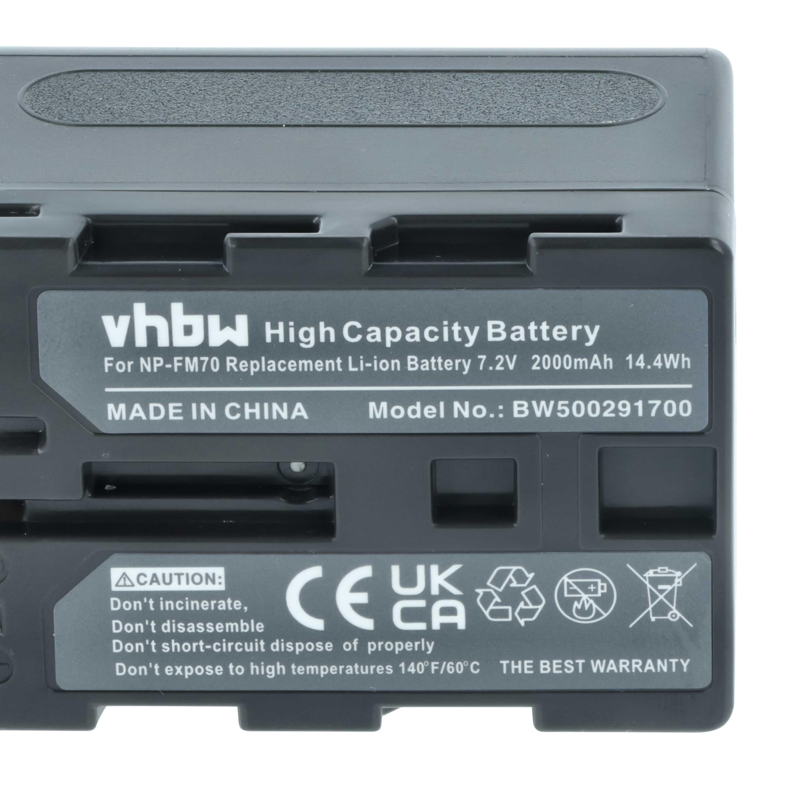 vhbw 3x batteria sostituisce Sony NP-FM30, NP-FM50, NP-FM70, NP-FM90, NP-FM91, NP-QM51 per videocamera camcorder (2000mAh, 7,2V, Li-Ion)