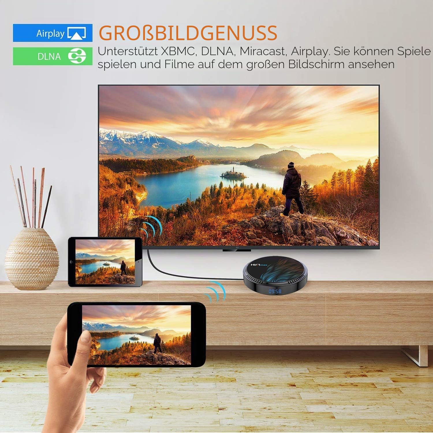 HK1 MAX TV Box Android 10.0 TV Box 2GB RAM 16GB ROM 2.4G/5G Dual WiFi H.265 Decoding HD 4K Set Top Box