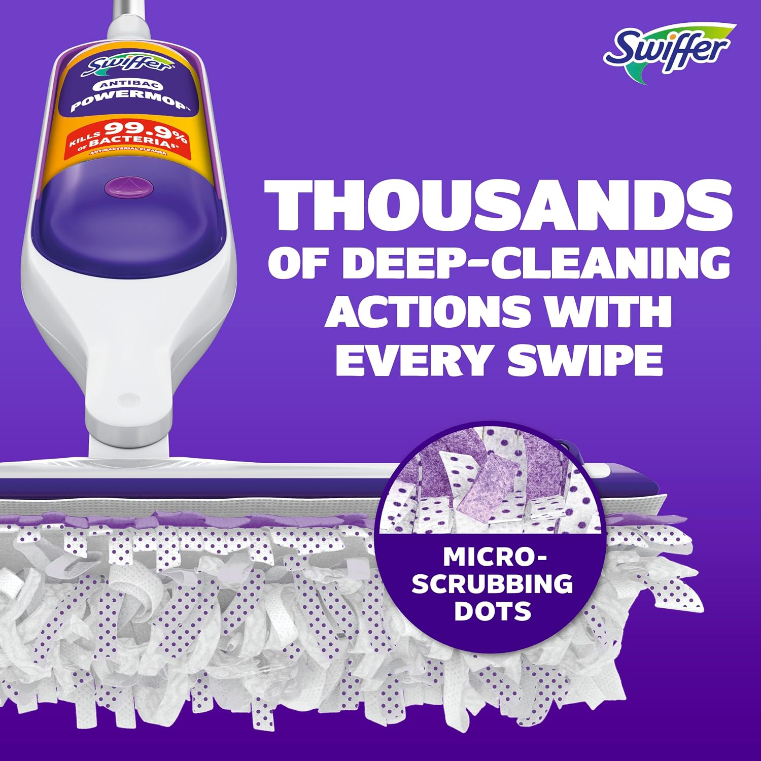 Swiffer PowerMop Anti-Bacterial Refill Solution, All Purpose Multi-Surface Floor Cleaner for Mopping Tile, Vinyl, Laminate, Wood in Home, Bathroom, Kitchen, Fresh Citrus Scent, 25.3 fl oz (Pack of 2)