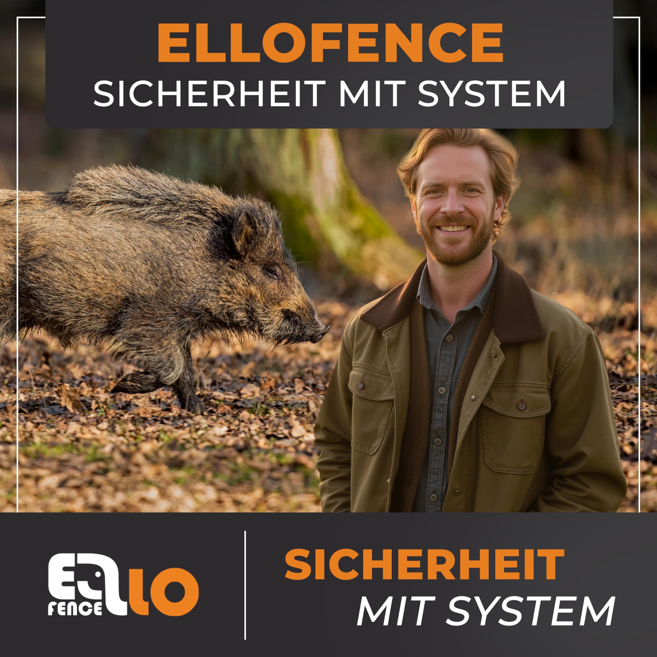 Wildschweinabwehr Set 50m | Wildschweinschutz durch Stormzaun | ALL-IN-ONE Set | Starkes 230V Weidezaungerät, 200m Litze, 10 Pfähle, 25 Ringisolatoren, Erdung, LED Prüfer & Warnschild