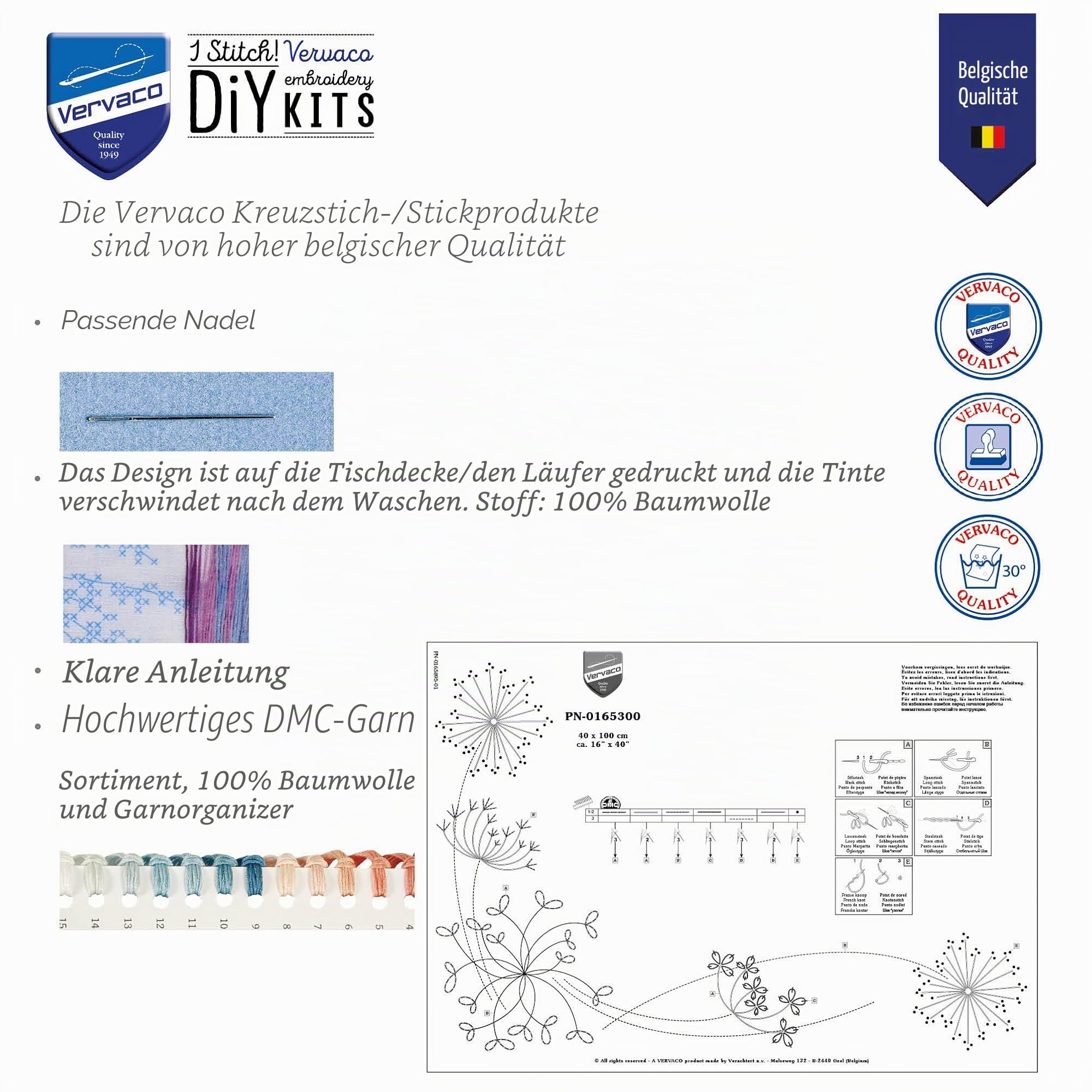Vervaco Kreuzstich Stickpackungen Tischdecke Weihnachtsgnome Stickdecken Vorgezeichnet Basteln Erwachsene Kreativ Set Vorgedruckte Decke Sticken 80 x 80 cm Stickset DIY Sticken Set