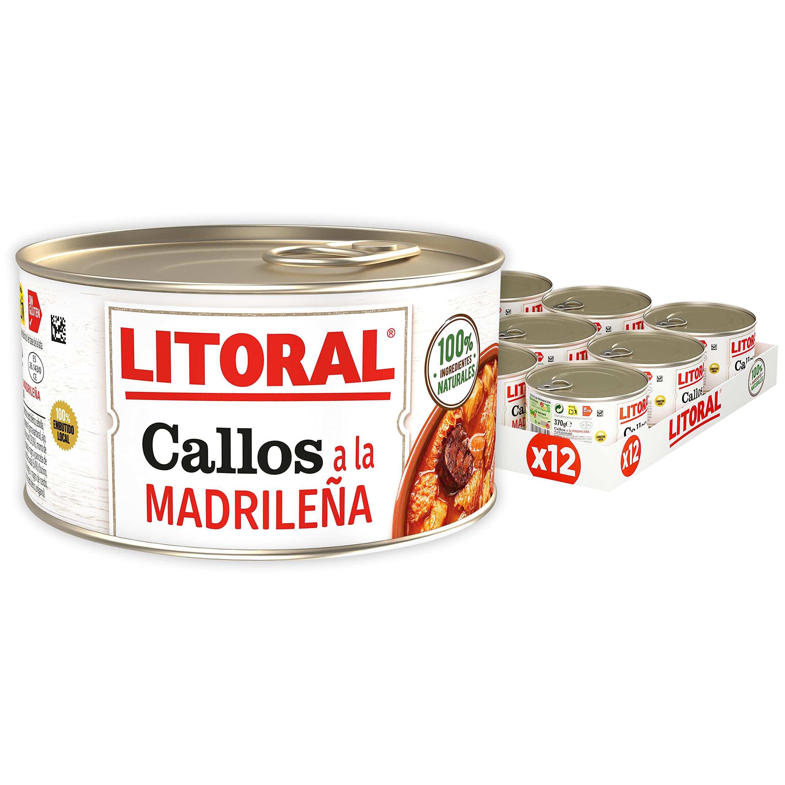 LITORAL Callos Madrileña - Plato Preparado Sin Gluten - Pack de 12x370g - Total: 4.44kg