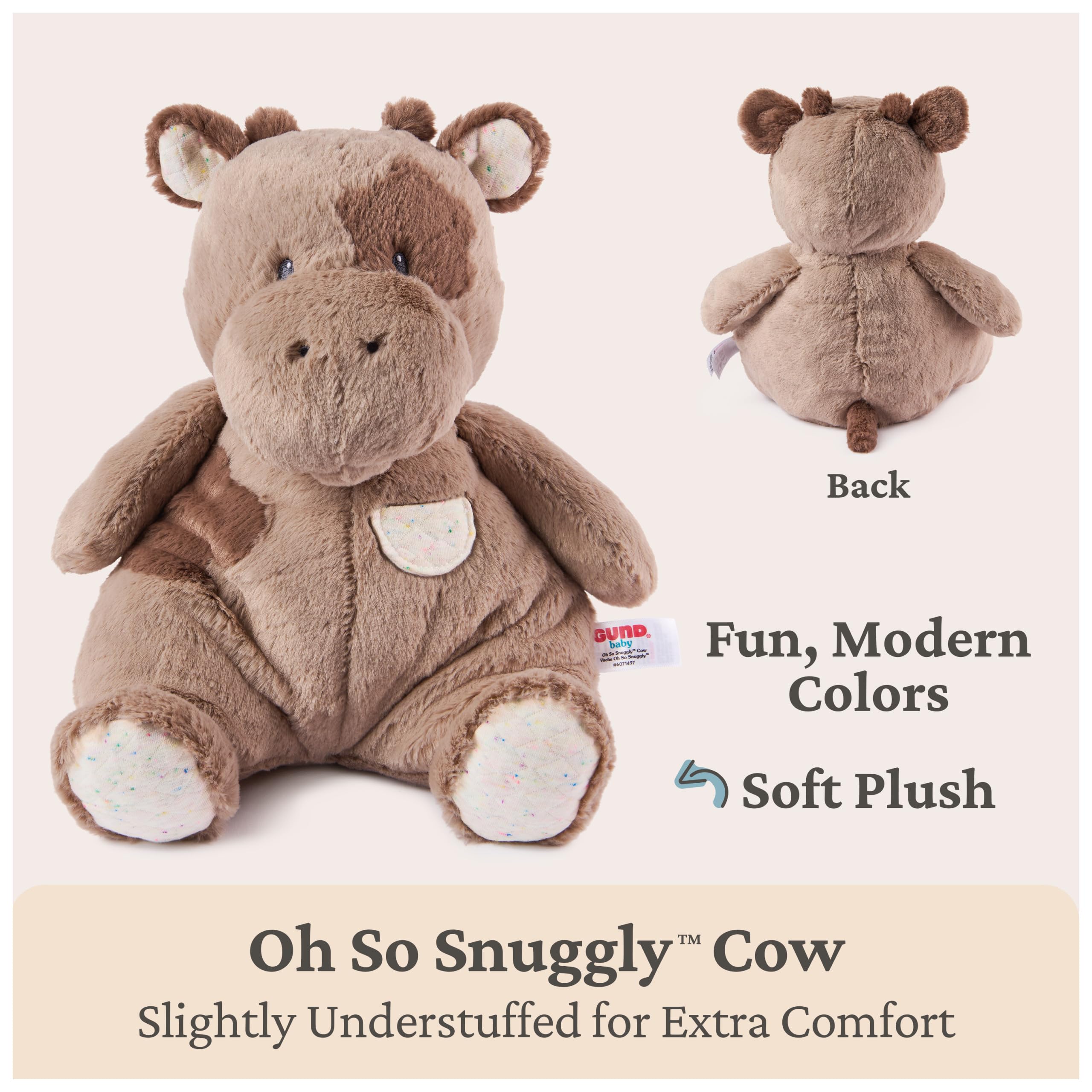 Baby GUND Oh So Snuggly Mucca Peluche Mucca Peluche Animale per Neonati e Neonati, Marrone, 31,8 cm