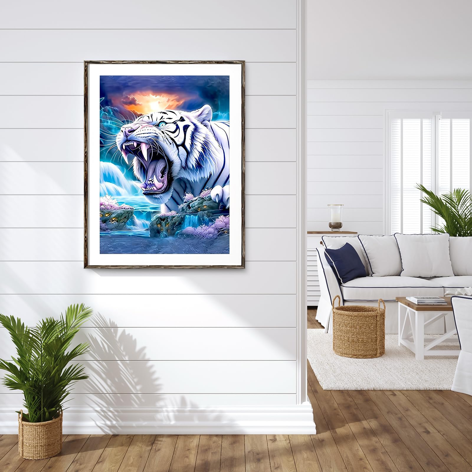 Diamond Painting Tigre,Diamond Painting Adulti,5D Fai da Te Pittura Diamante Kit Completo per Bambini Principianti,5D DIY Diamond Art Ricamo Mosaico Artigianato per Decor Casa 30x40cm/12x16in U-477