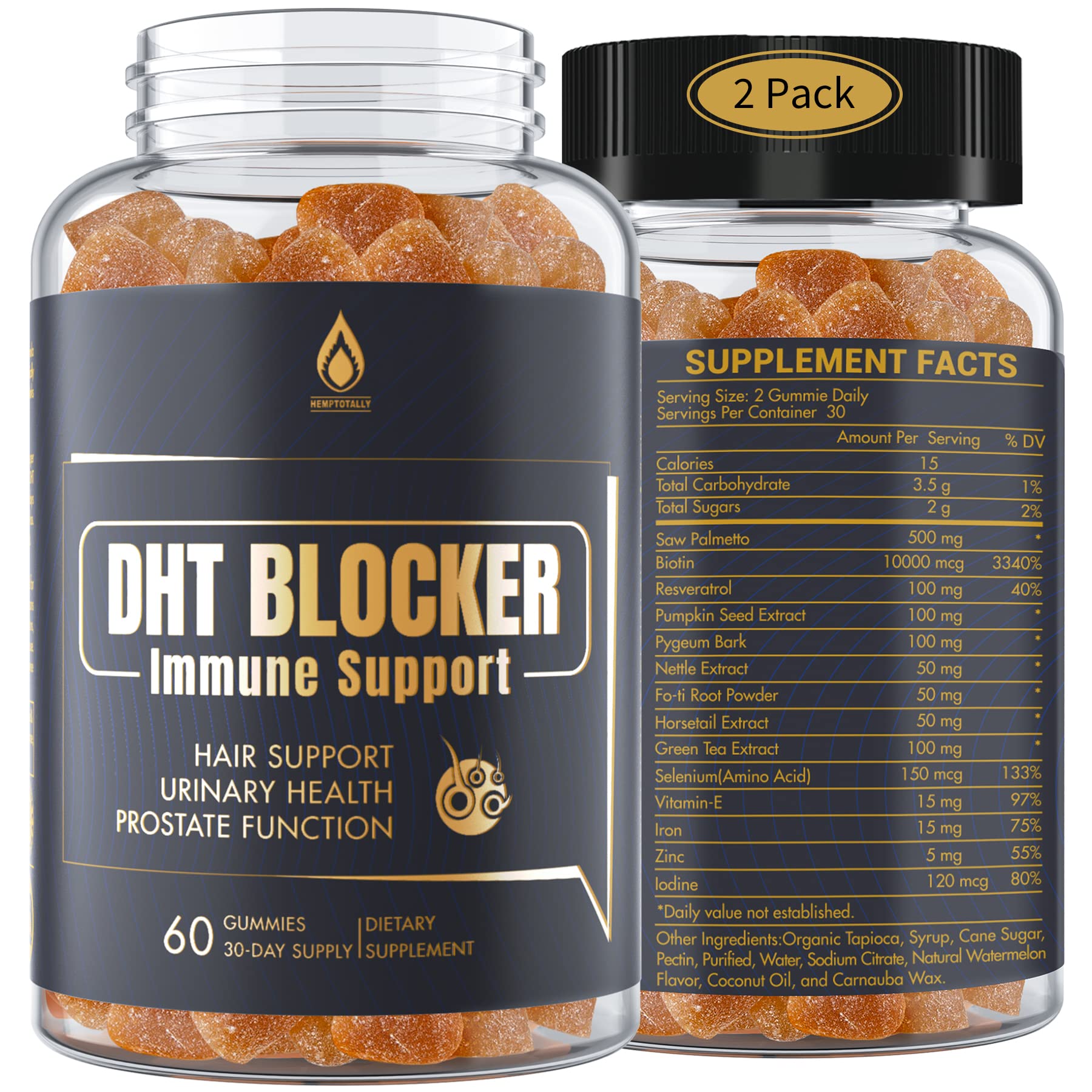 DHT Blocker Gummies Hair Growth Supplement, Super Potency Saw Palmetto & Biotin 10000 mcg for Women 