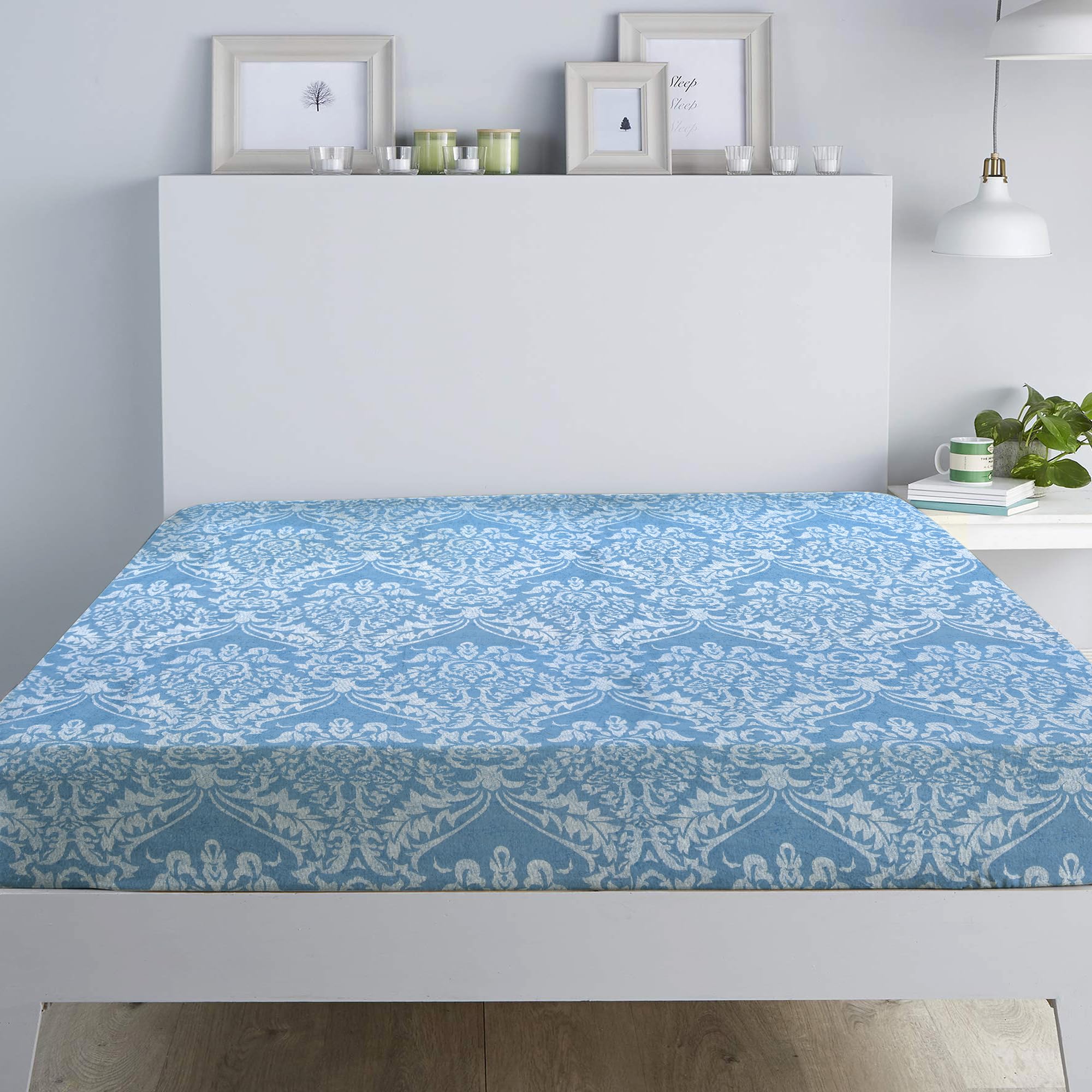 RAYBedding Luxury Printed Floral Pack of 2 Fitted Sheet King Size Bed – Deep Fitted Sheet 152x200cm + 35cm Deep Corner Elasticated Sheet — image 1