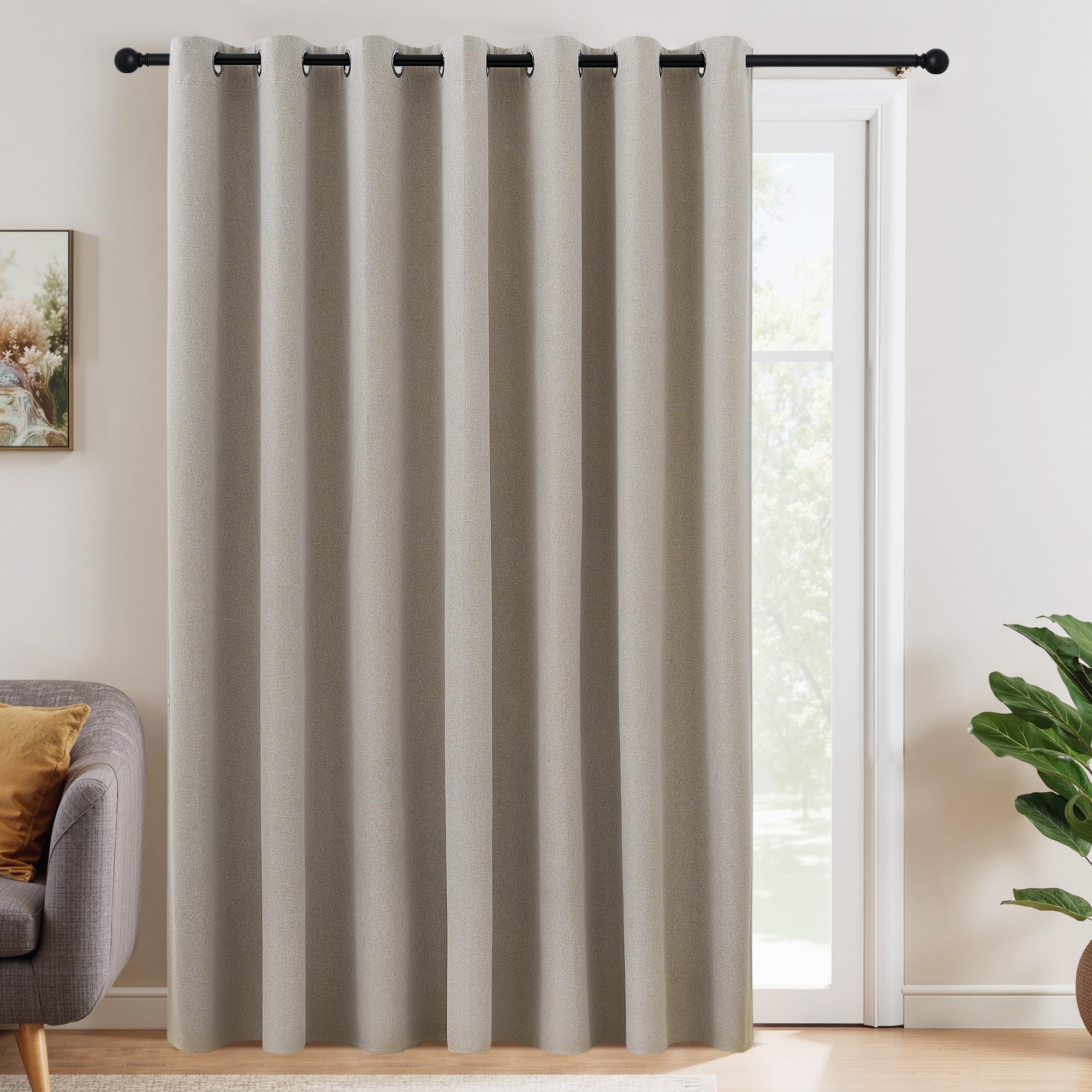 NICETOWN Natural Blackout Curtain 100 inches Wide 100% Light Blocking