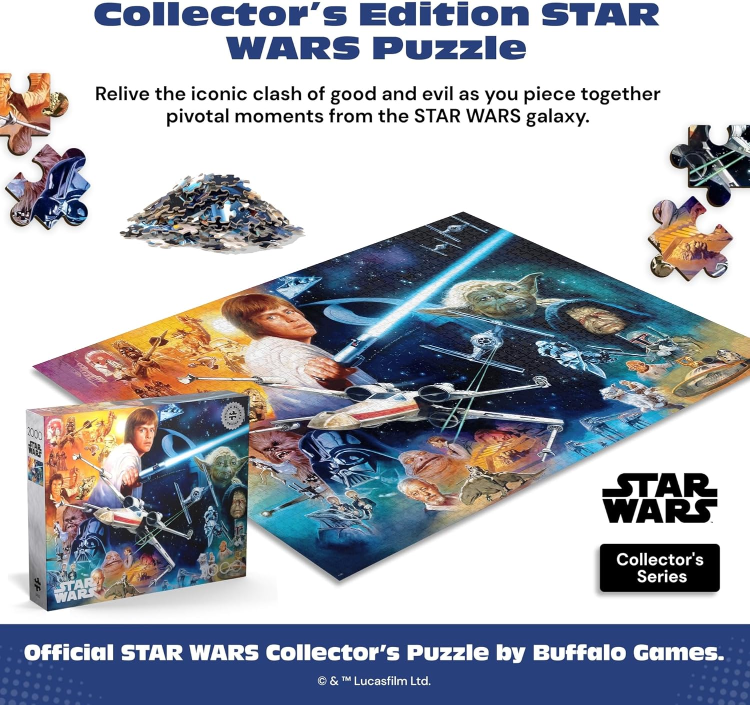 Buffalo Games - 2000 Piece: Silver Select Star Wars The Force is Strong with This One Jigsaw Puzzle Challenging and Colorful Puzzle for Adults