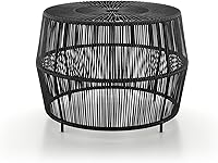 Vista 1 de Furniture of America Ysar - Mesa de centro redonda de ratán bohemio para exteriores con marco de metal, resistente a todo tipo de clima y al óxido