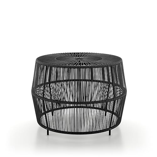 Furniture of America Ysar Boho Rattan Round Coffee Table Outdoor