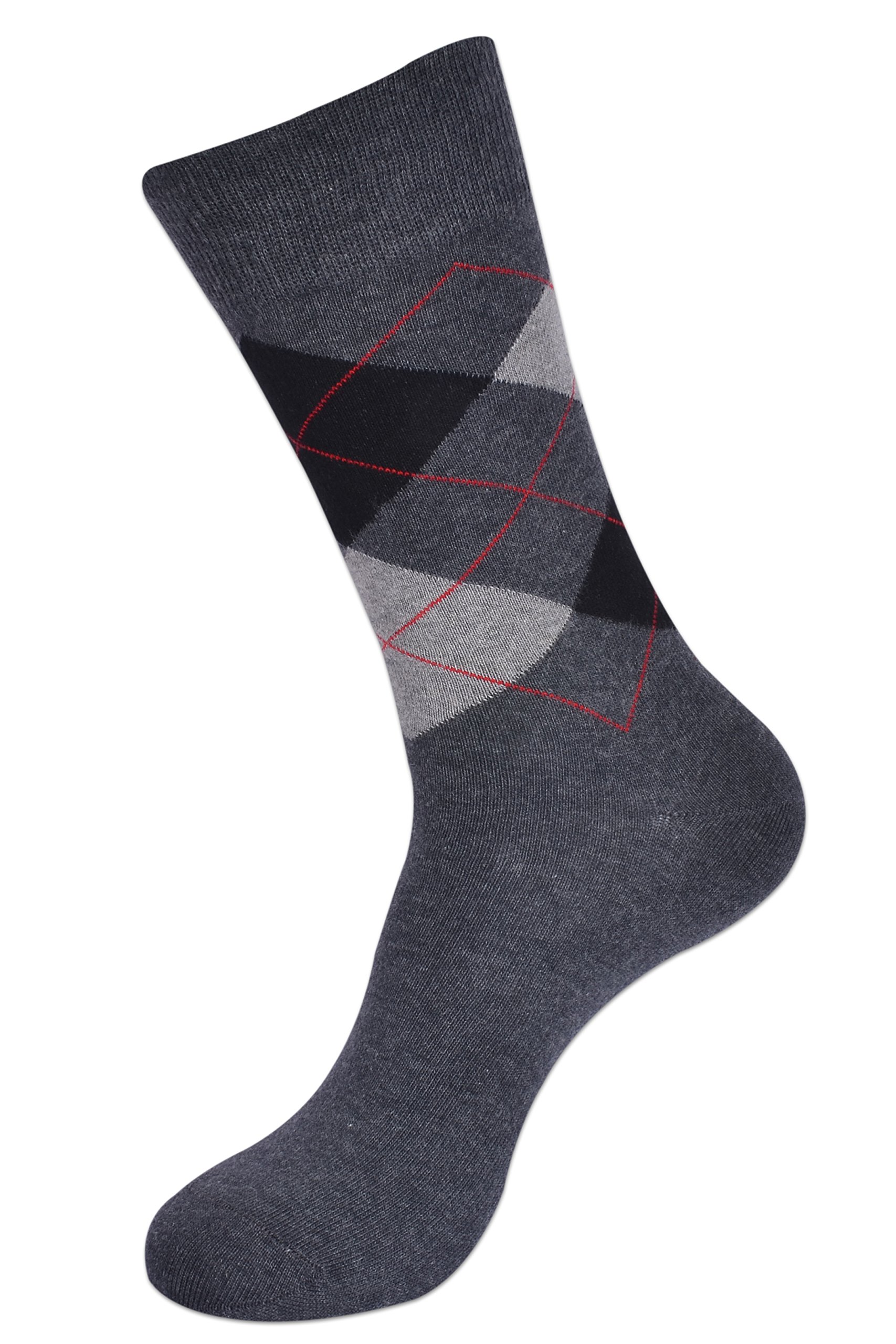 BALENZIA SocksXpress Men's Classic Argyle Socks- (Multicoloured) (Black,D.Grey,Brown) 3