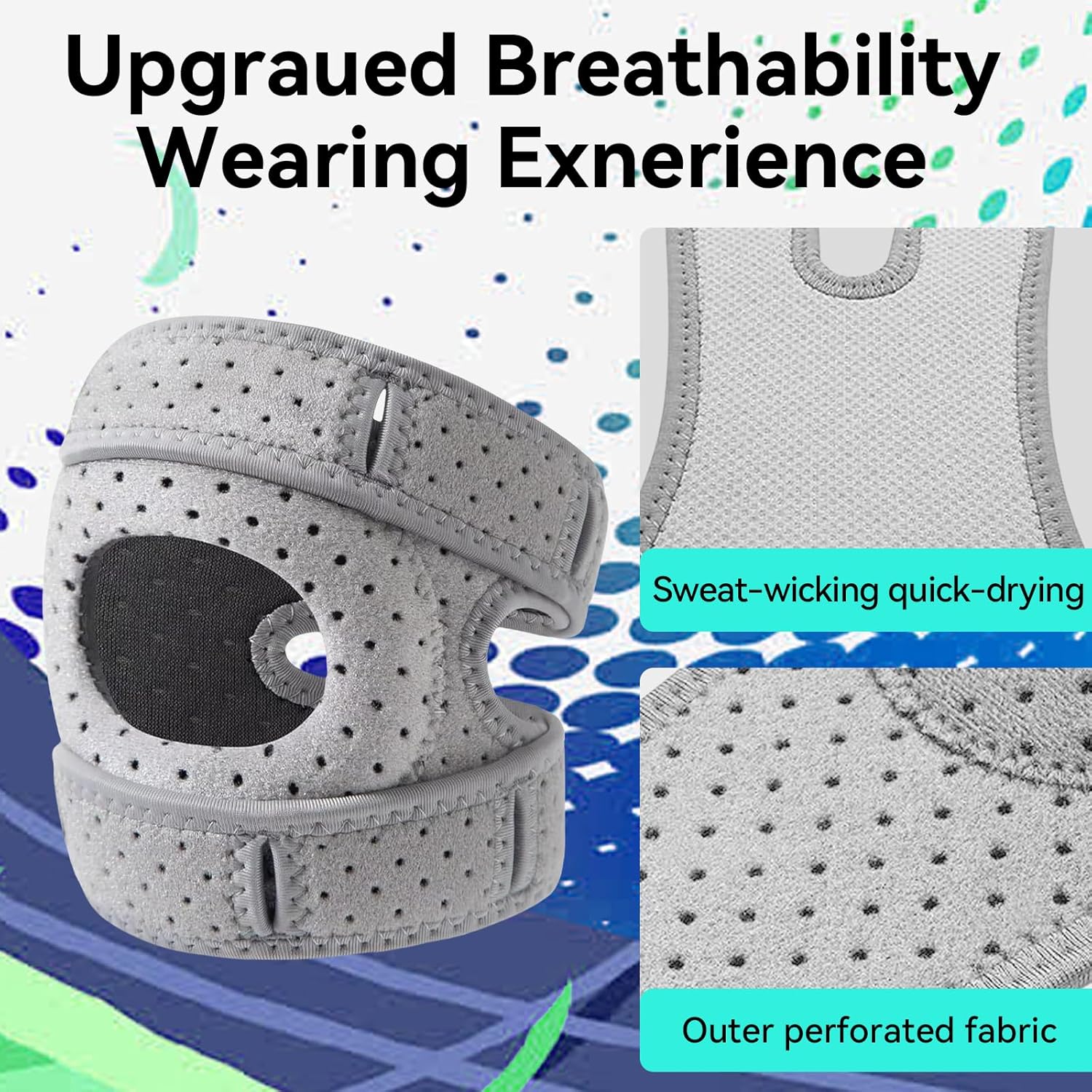 Knee Brace for women men Compression Sleeve with Silicone Padding, Joint Support Brace for Men and Women, Patella Stabilizer for Running, Exercise (Gray) - Image 5