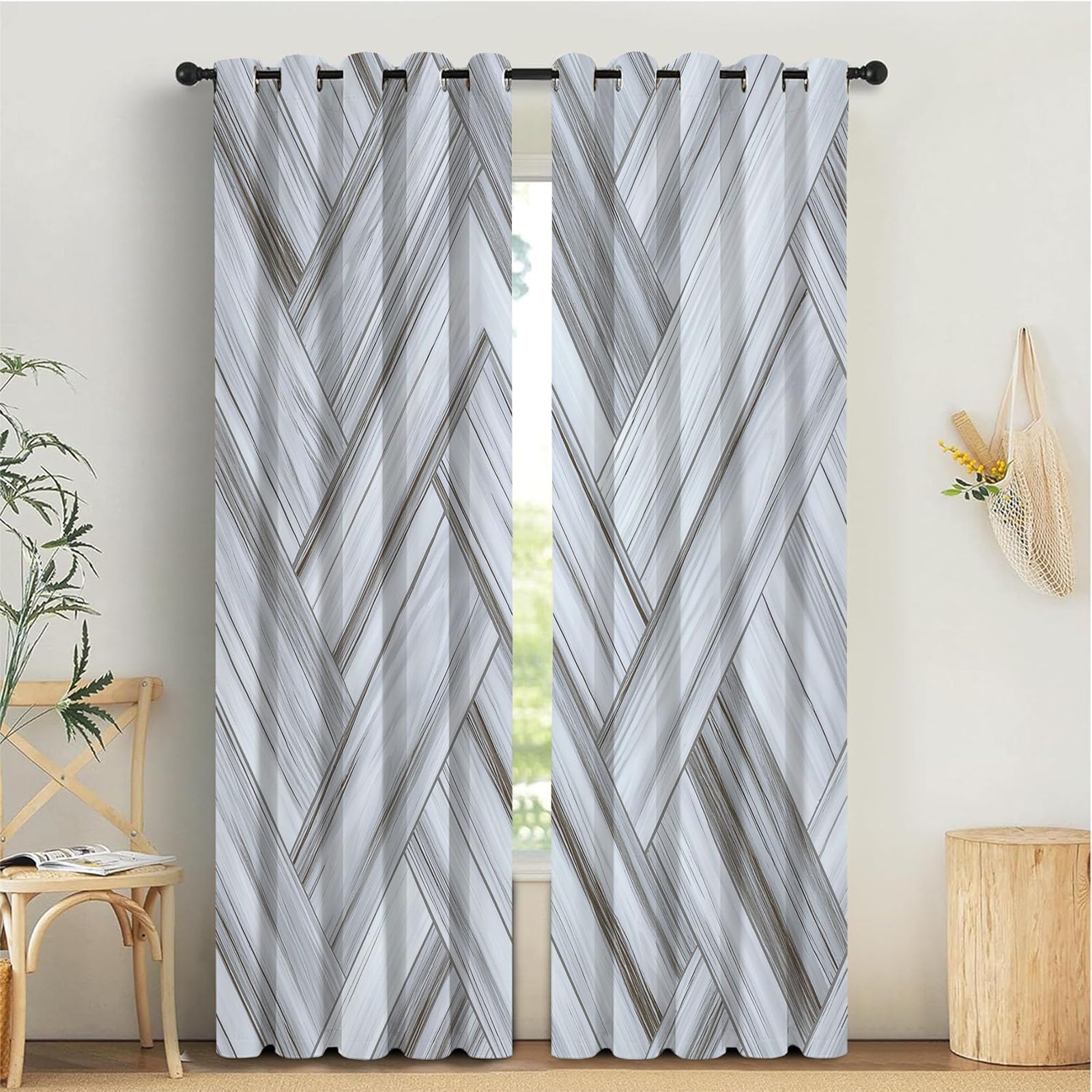 Rideaux Salon Blanc Grain De Bois Texturé Qualité Supérieure