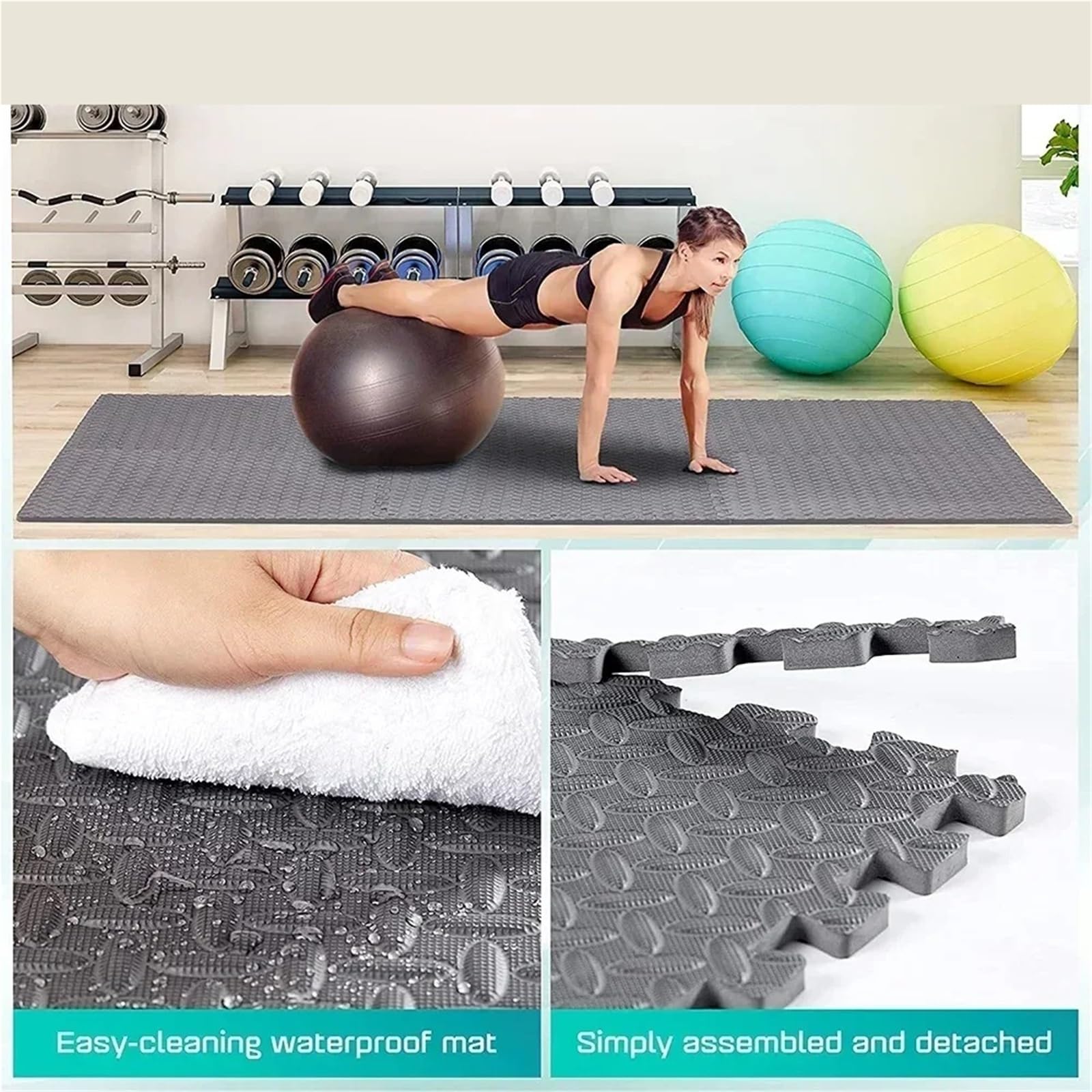 Estera de Fitness Rompecabezas 8 uds, baldosas Espuma entrelazadas Eva for Gimnasio en casa, Estera Equipo, Antideslizante para Gimnasio(Coffee)