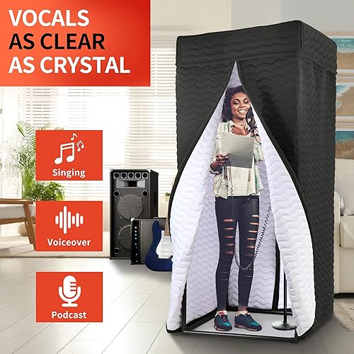 Miniatura 4 de Cabina vocal portátil para estudio en casa, cabina de grabación sin eco con mantas acústicas premium para sonido de grado de estudio