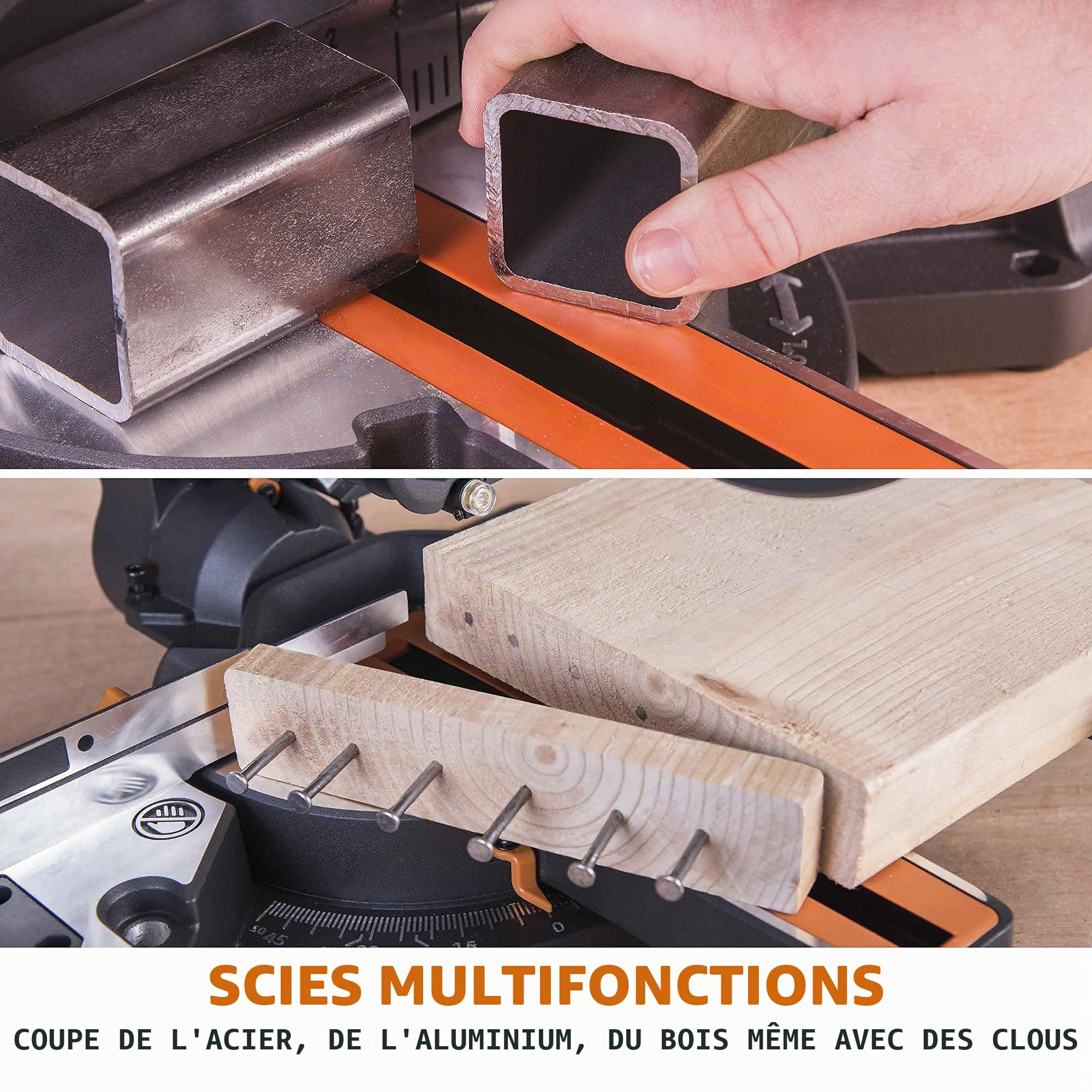 Evolution Power Tools - Scie à Onglets Coulissante Multi-Matériaux R210SMS+ avec le Pack Plus, 210 mm (230 V) (Lot de 2)