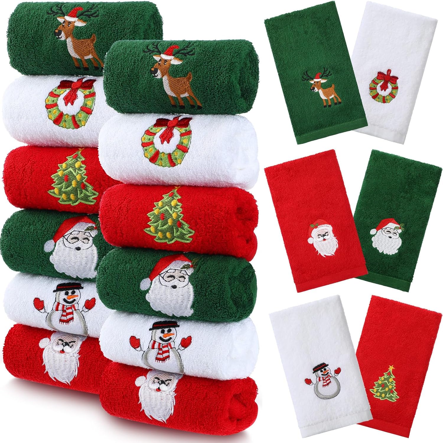 18 Pieces Christmas Hand Towels for Bathroom Kitchen Soft