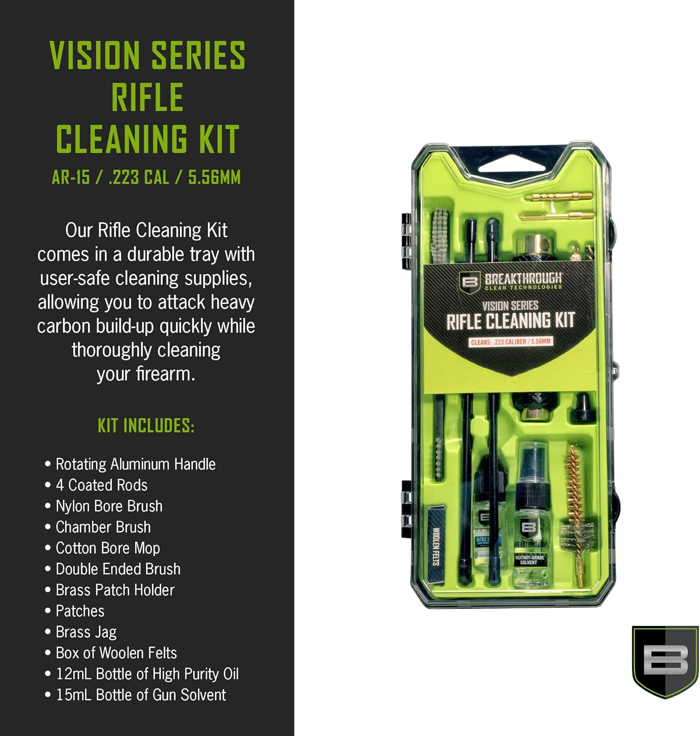 Breakthrough Clean Technologies Universal Gun Cleaning Kit for Rifle, Shotgun, Handgun, and Airgun Care and Maintenance - Durable Storage Case - All-in-One Solvent