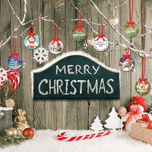 Miniatura 2 de Cludoo Adornos acrílicos en blanco de 3.5 pulgadas, 30 piezas de adornos acrílicos redondos transparentes, adornos de disco acrílico con agujero