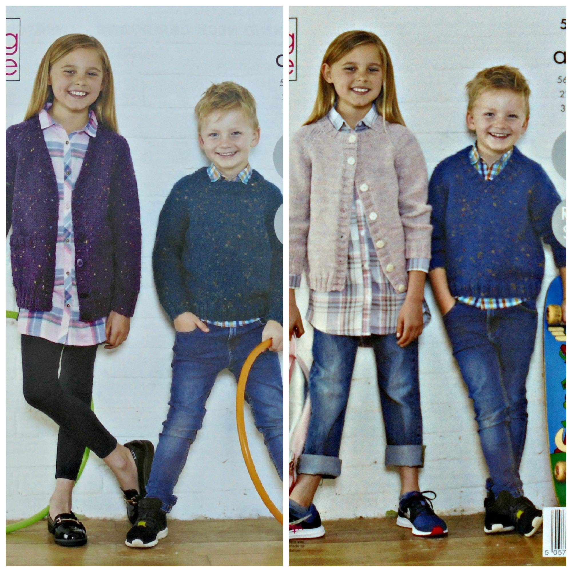 King Cole 5542 Knitting Pattern Childrens Easy Knit Jumpers and Cardigans in Fashion Aran